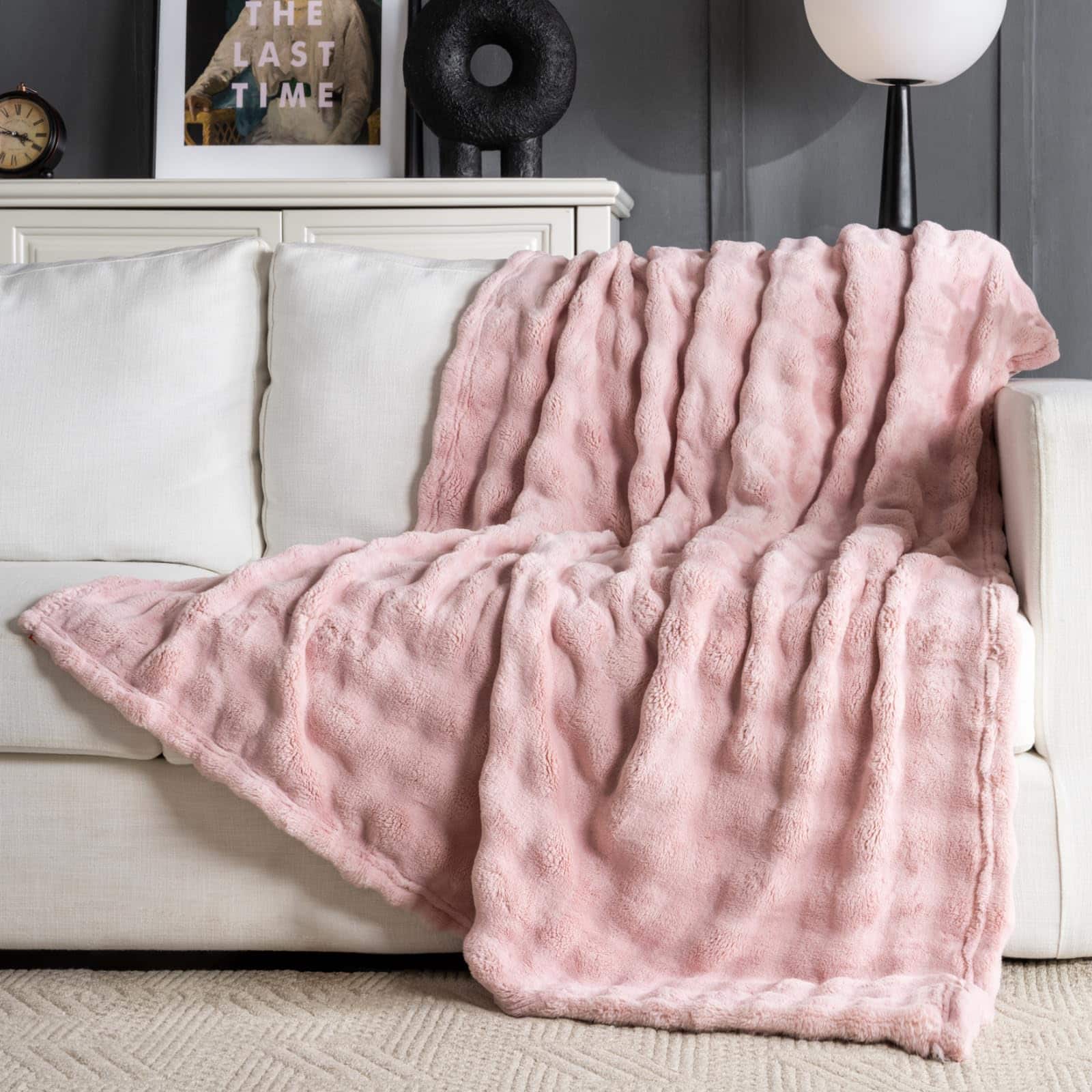 Pacoar Cade - Pink Faux Throw Blanket For Couch Soft Fluffy Bubble Bed Sofa Thick Warm Plush Fuzzy Rabbit Cute Home Decor x Why use - Pink-throw(50x60)