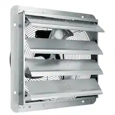 Front. VEVOR - 16'' Shutter Exhaust Fan, High-speed 2000 CFM, Aluminum Wall Mount Attic Fan with AC-motor, Ventilation and Cooling - Silver.