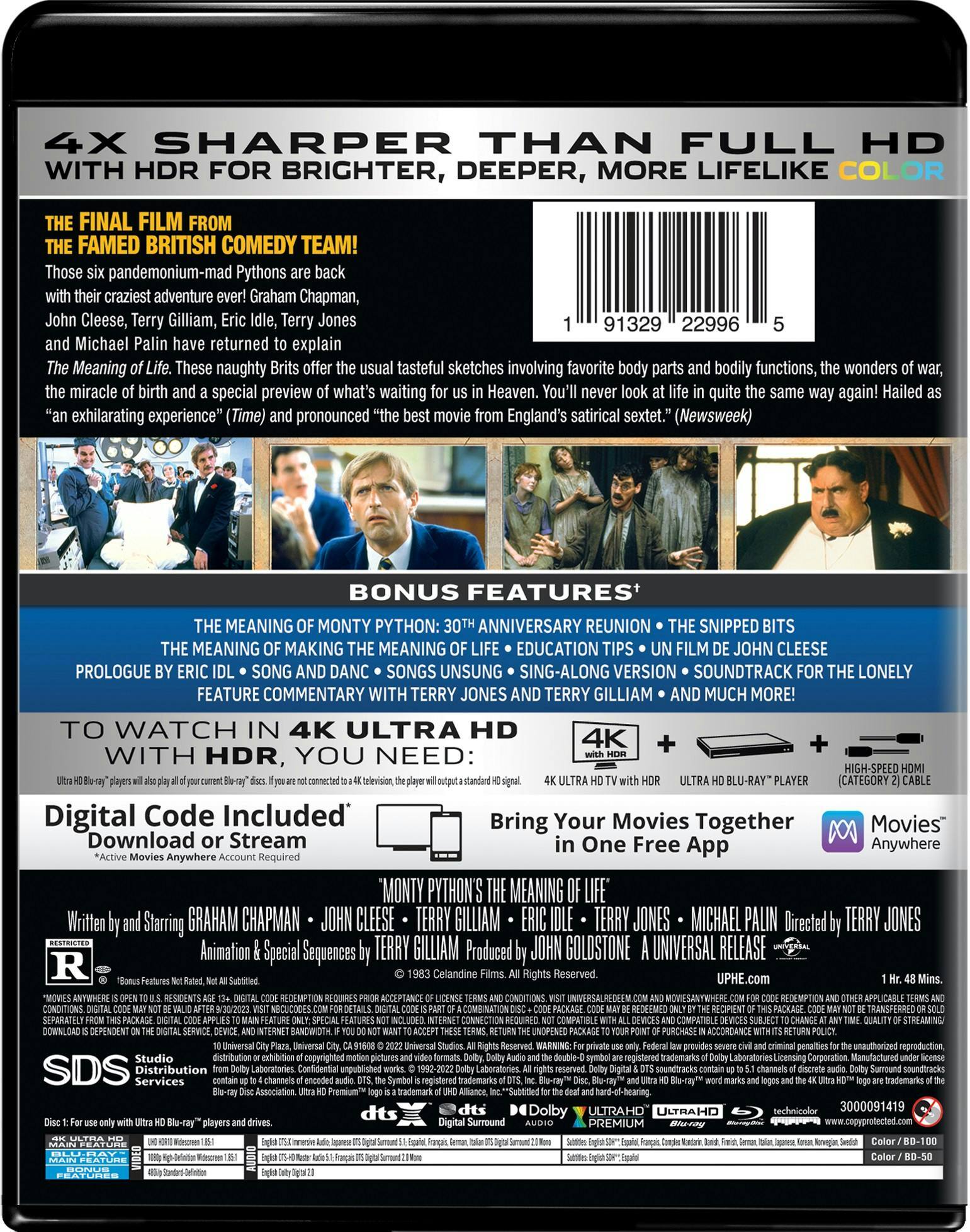 Back. Monty Python's The Meaning of Life   - 4K Blu-Ray.