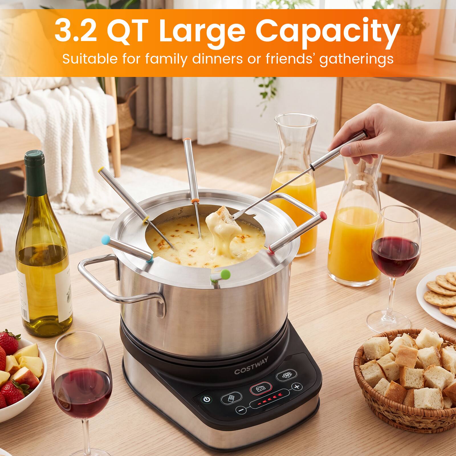 3.2 QT Large Capacity  
Suitable for family dinners or friends' gatherings  
COSTWAY
