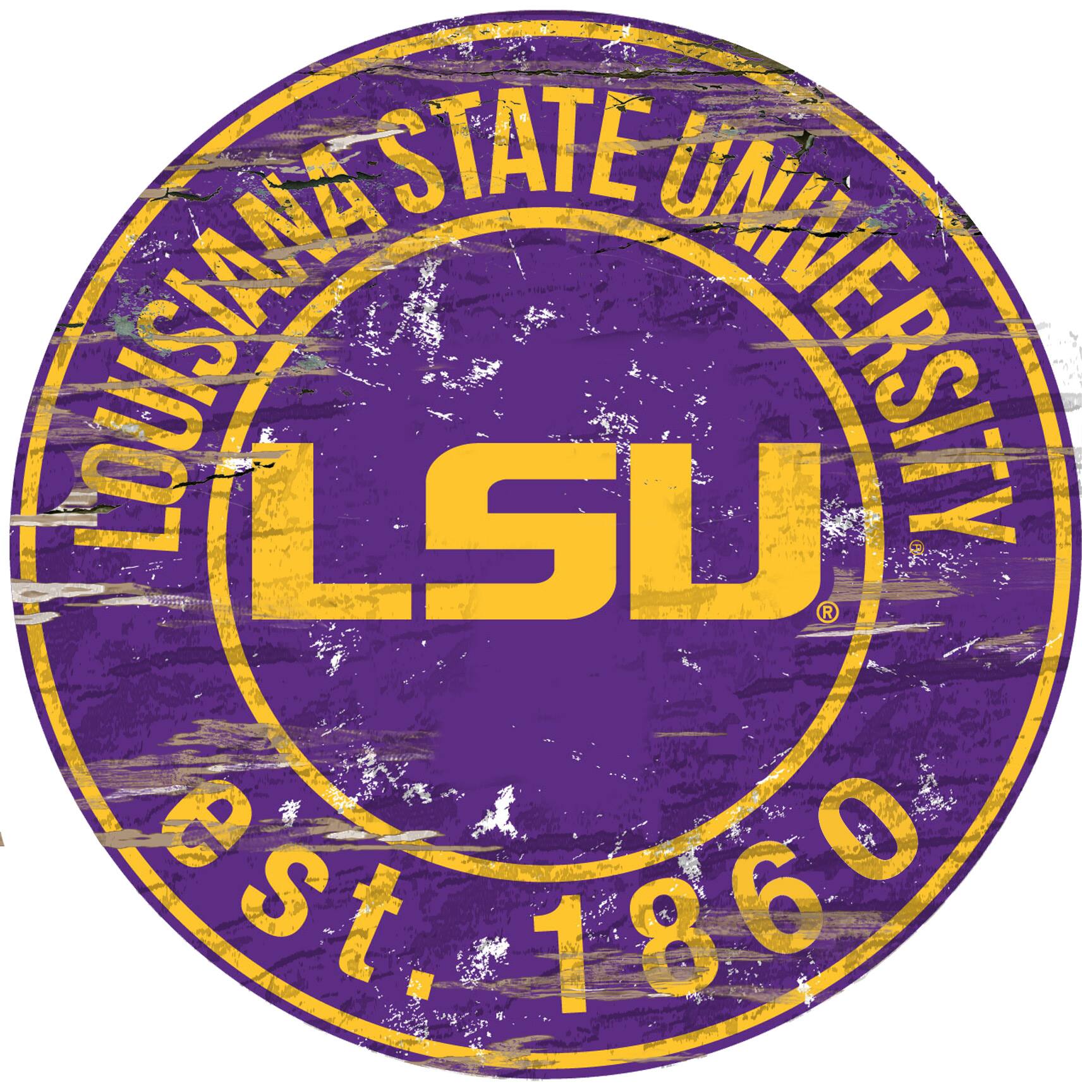 LSU Tigers 23.5" Distressed Round Sign