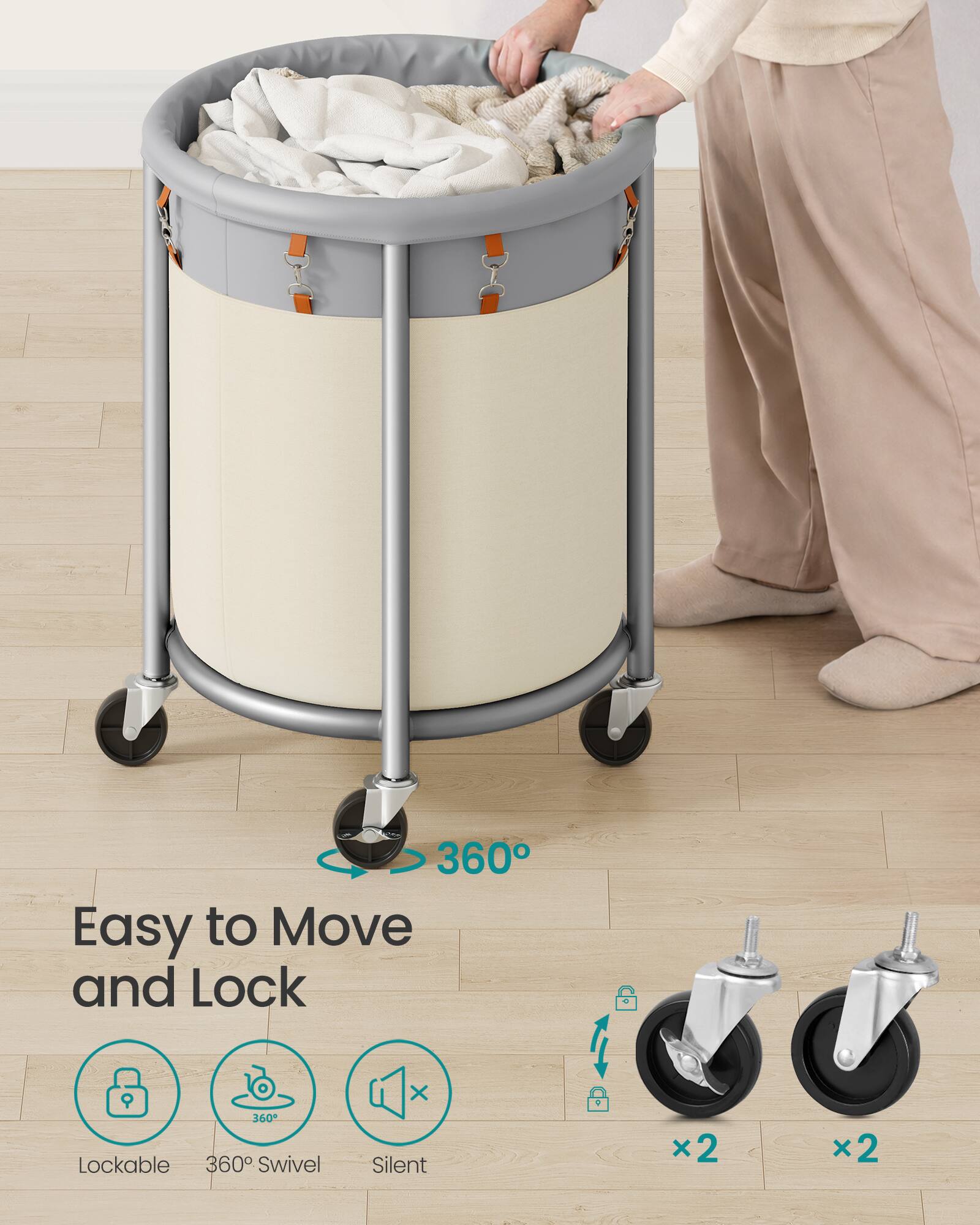 360° Easy to Move and Lock  
360° Lockable 360° Swivel  
Silent  
x2  
x2