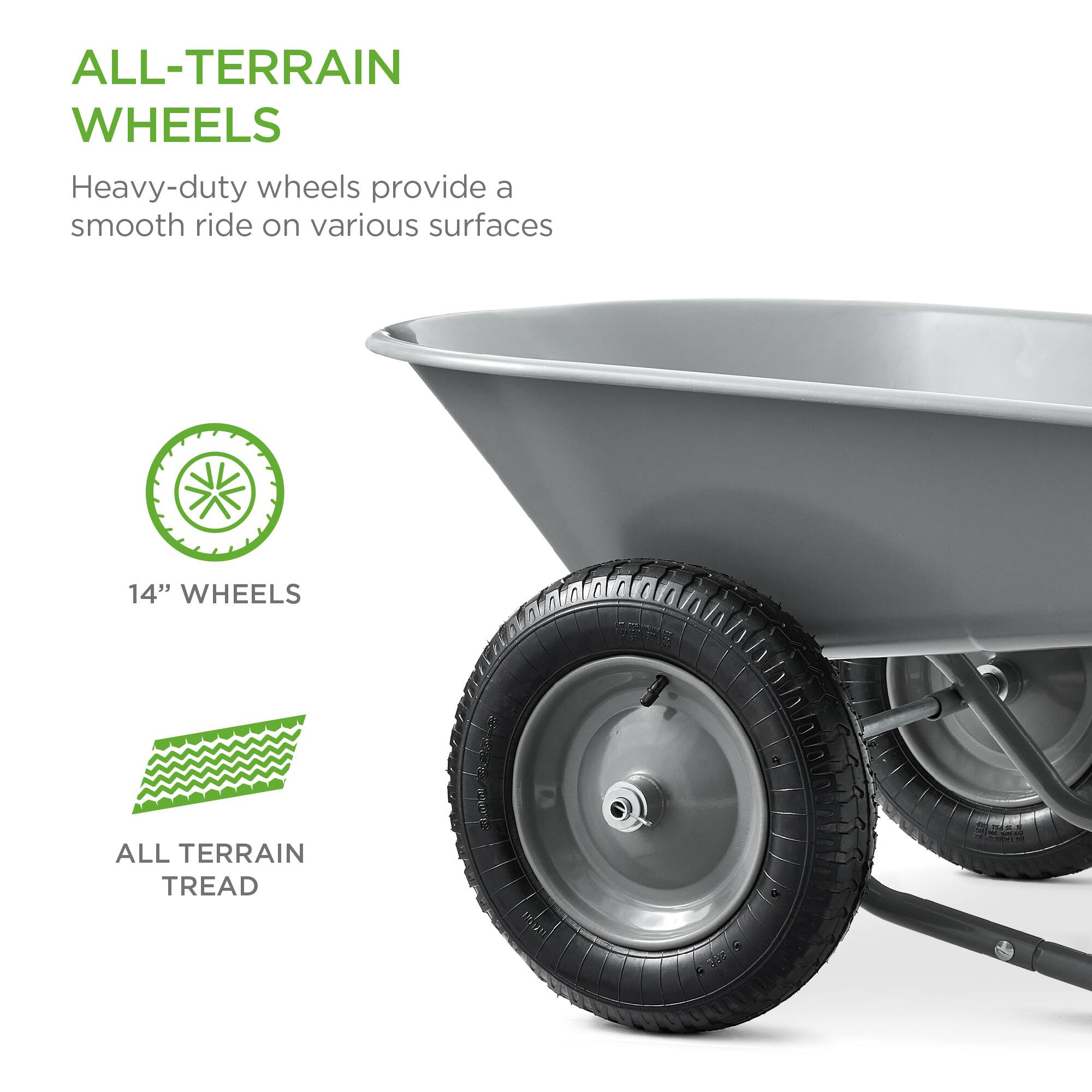 ALL-TERRAIN WHEELS

Heavy-duty wheels provide a smooth ride on various surfaces

14" WHEELS

ALL TERRAIN TREAD