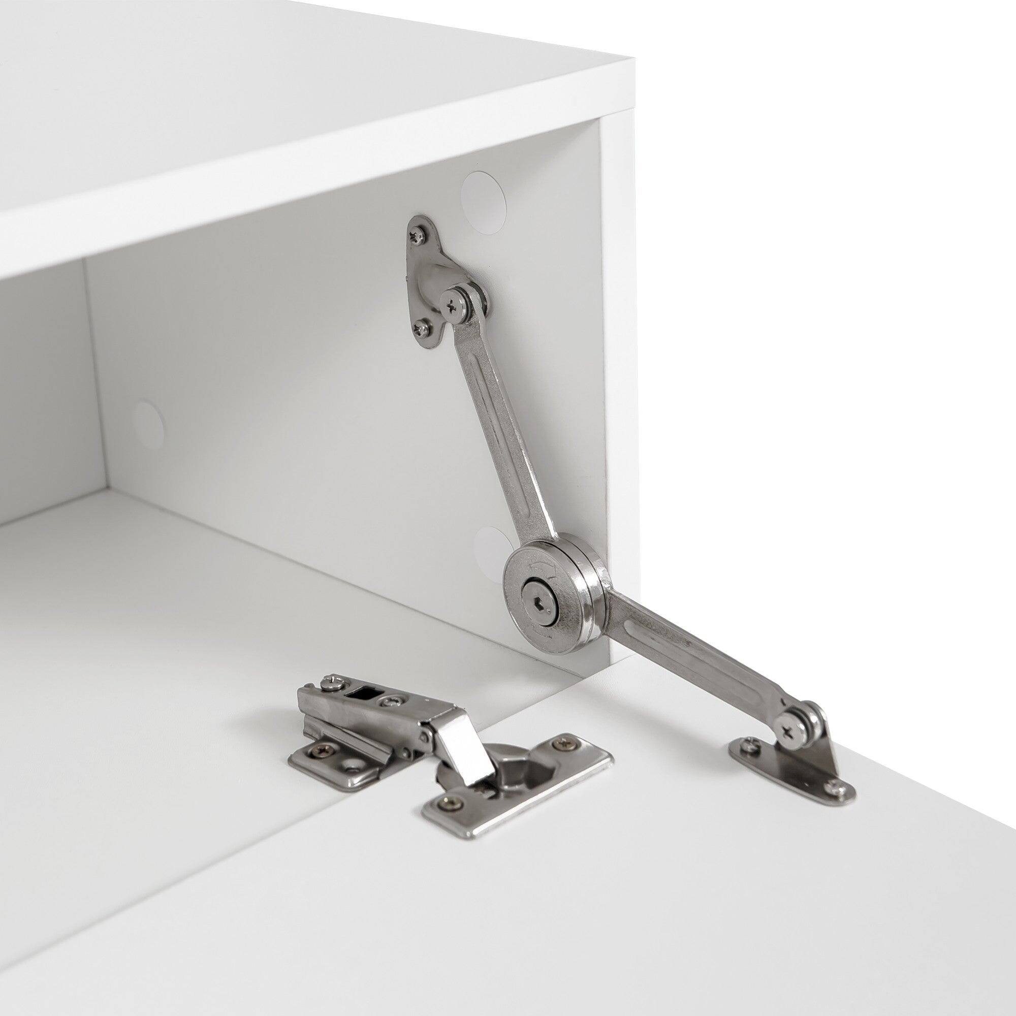 Left. Boyel Living - 63 Inch Floating TV Stand with LED Lights - White.