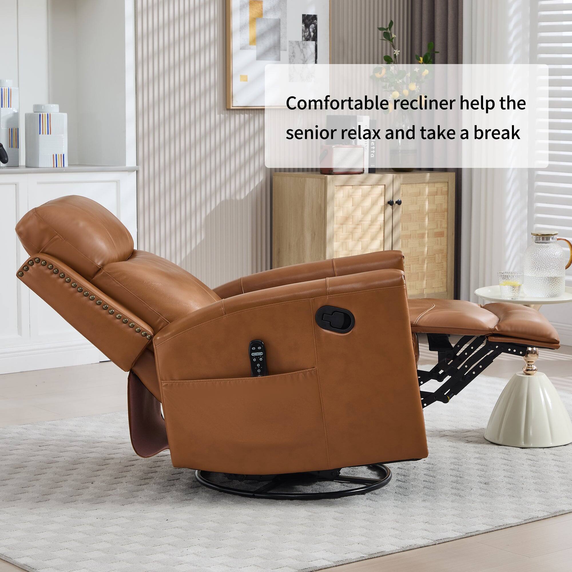 Comfortable recliner help the senior relax and take a break