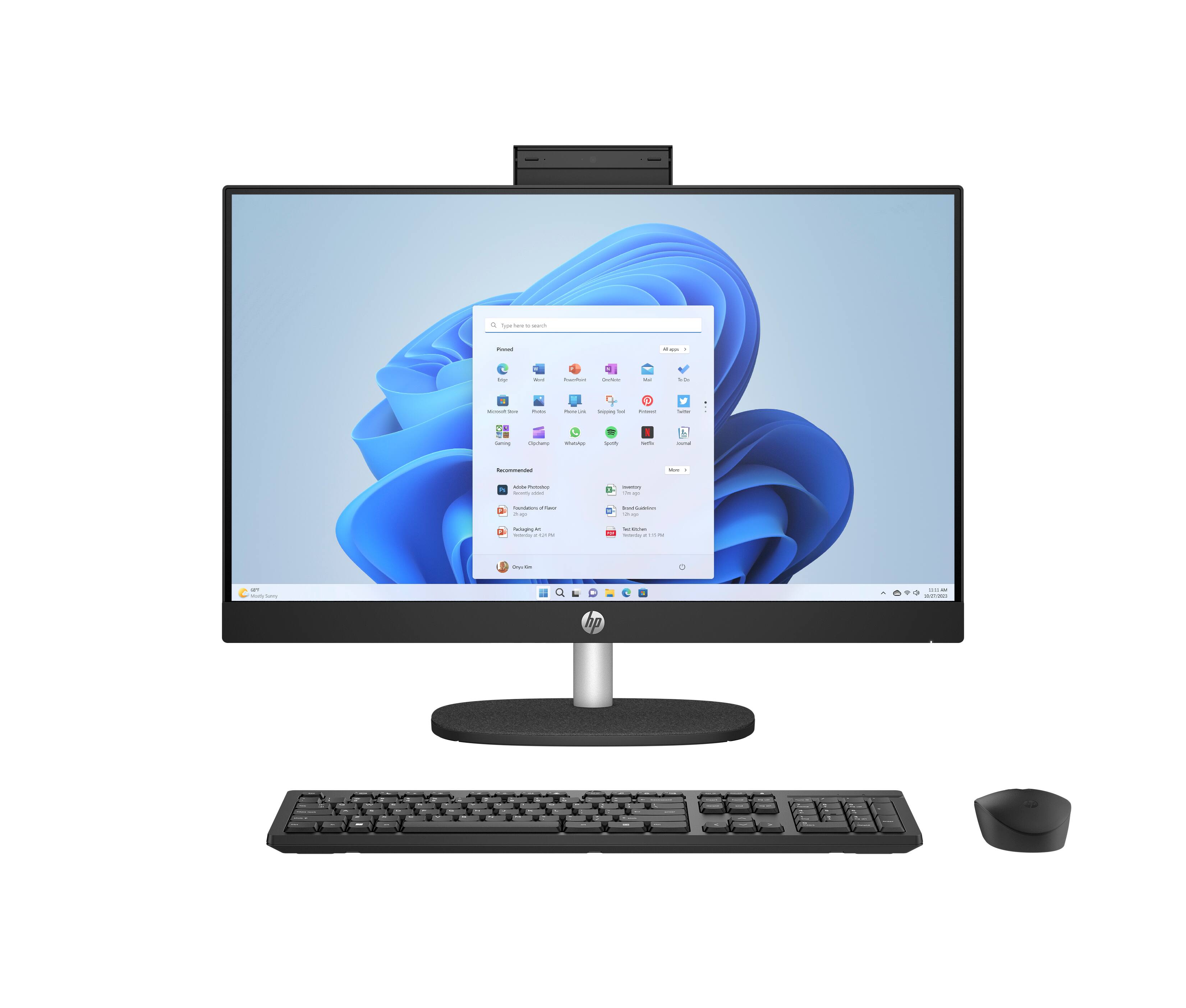 Angle. HP - HP 23.8 inch Touch All-in-One Desktop PC 24-cr0140 AMD Ryzen 5 7520U 16GB RAM 1TB SSD Win 11 Home Jet black - Jet black.