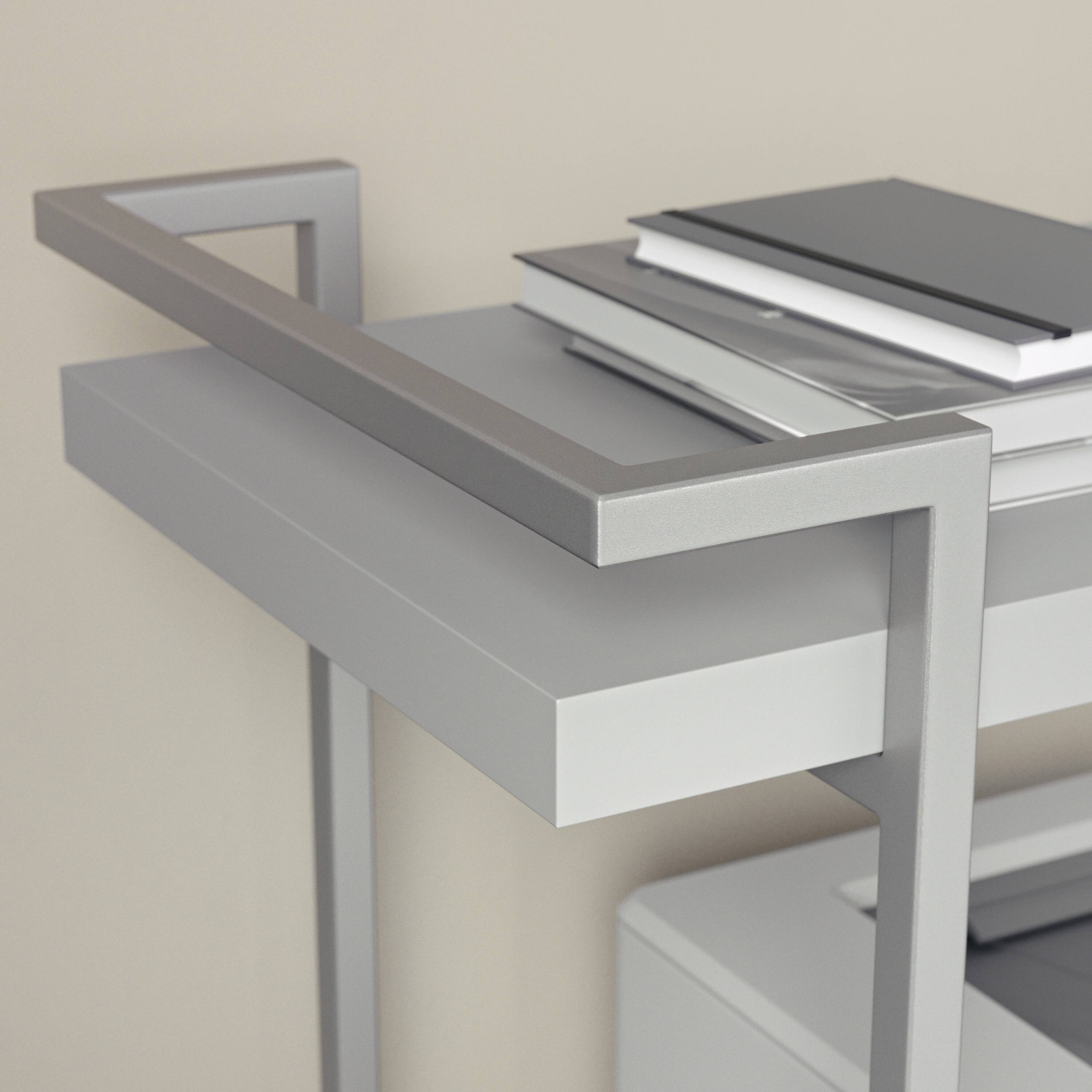 Alt View 15. Martha Stewart - Liam Mobile 2 Tier Printer Cart with Side Storage - Gray/Brushed Nickel Frame.