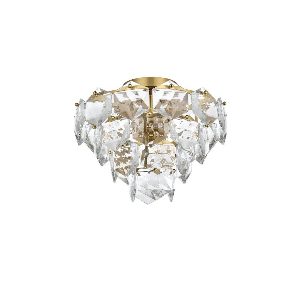 Angle. Elegant Lighting - Adaline 16 Inch Flush Mount Ceiling Light In Satin Gold - Satin Gold And Clear.