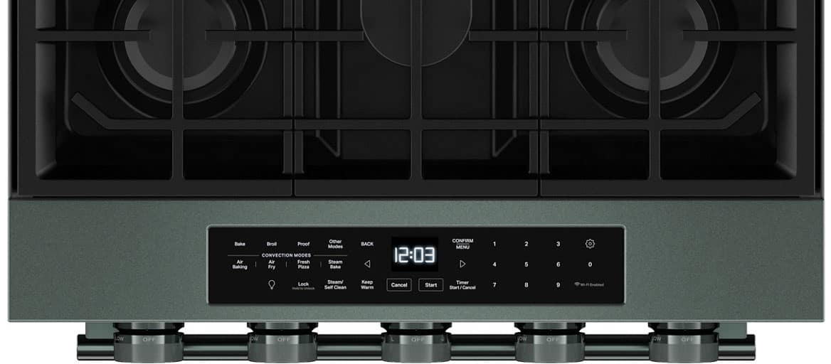 Bake
Air
Baking
Proof
CONVECTION MODES
Air Fresh
Fry
Pizza
Other Modes
Steam Bake
BACK
CONFIRM
MENU
12:03
D
1
2
3
4
5
6
0
Lock
Steam/ Self Clean
Keep Warm
Cancel
Start Timer
Start / Cancel
7
1 - LOW
OFF
OFF
OFF
ON
OFF
OFF
OFF