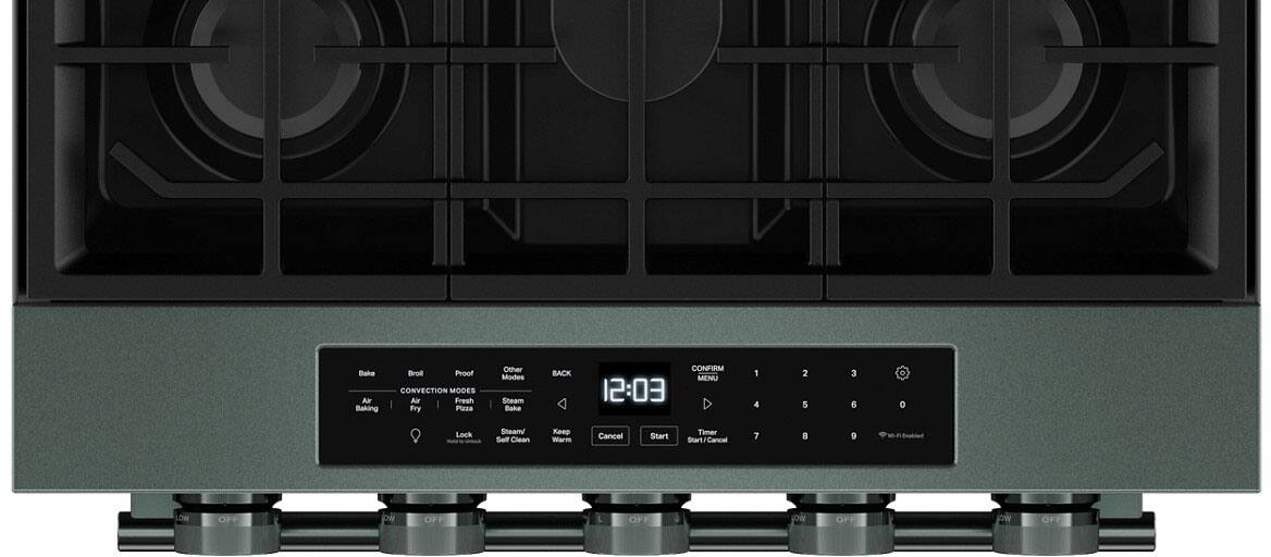 Bake  
Air  
Baking  
Proof  
CONVECTION MODES  
Air Fresh  
Fry  
Pizza  
Other Modes  
Steam Bake  
BACK  
CONFIRM  
MENU  
12:03  
D  
1  
2  
3  
4  
5  
6  
0  
Lock  
Steam/ Self Clean  
Keep Warm  
Cancel  
Start Timer  
Start / Cancel  
7  
1 - LOW  
OFF  
OFF  
OFF  
ON  
OFF  
OFF  
OFF