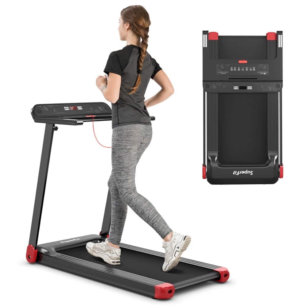 Kadyn - Electric Treadmill, Walking Jogging Machine,Folding Electric Compact Walking Treadmill with APP Control Speaker - Red