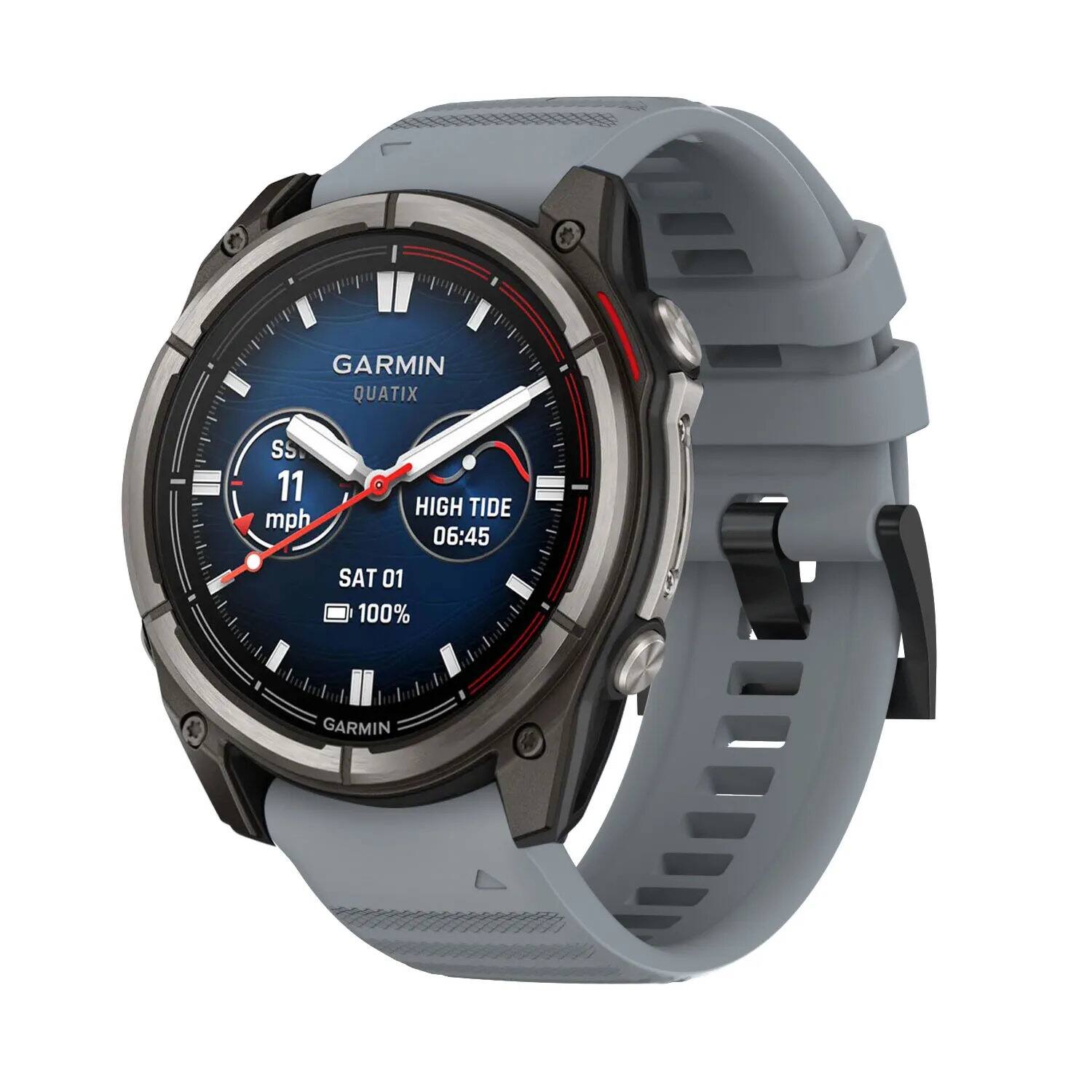 GARMIN QUATIX  
SS 11 mph  
HIGH TIDE 06:45  
SAT 01  
100%  
GARMIN