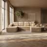 Famapy - 135" Width Compressed Sectional Sofa No Assembly High-Density Foam, Pet-Friendly 3-Color Choice for Living Room - Beige