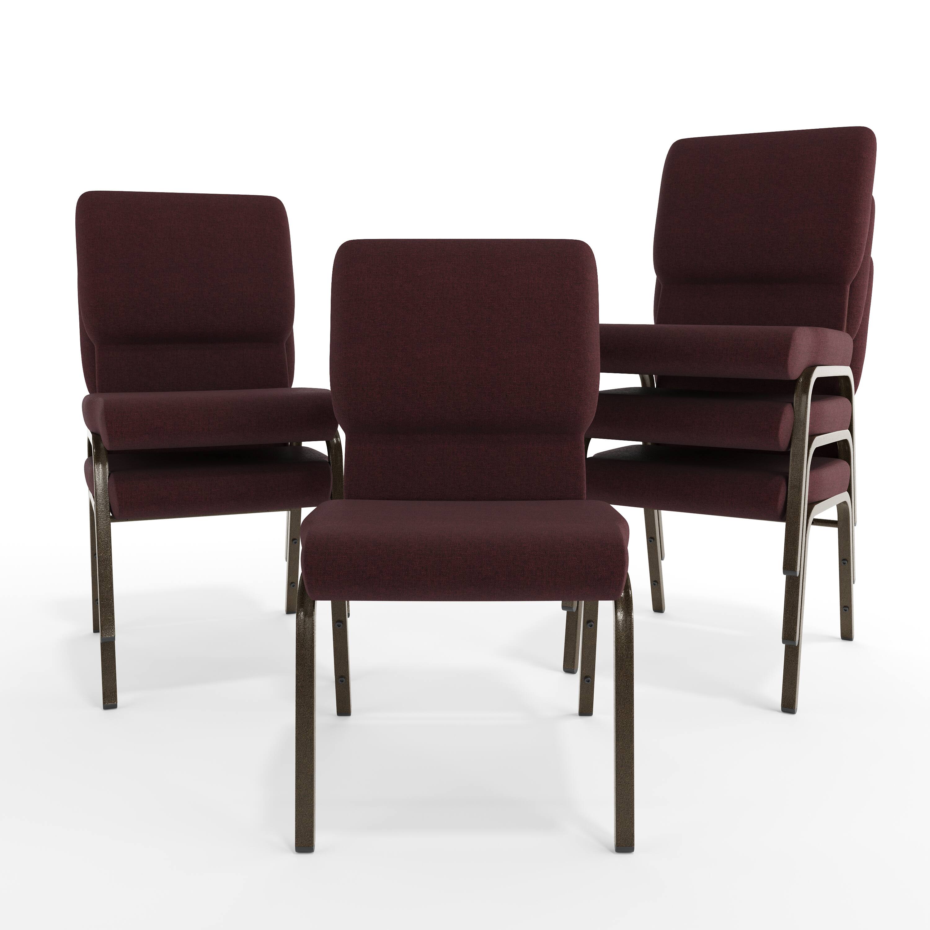 Alt View 10. Emma + Oliver - 18.5"W Stackable Church/Reception Guest Chair - Plum Fabric/Gold Vein Frame.
