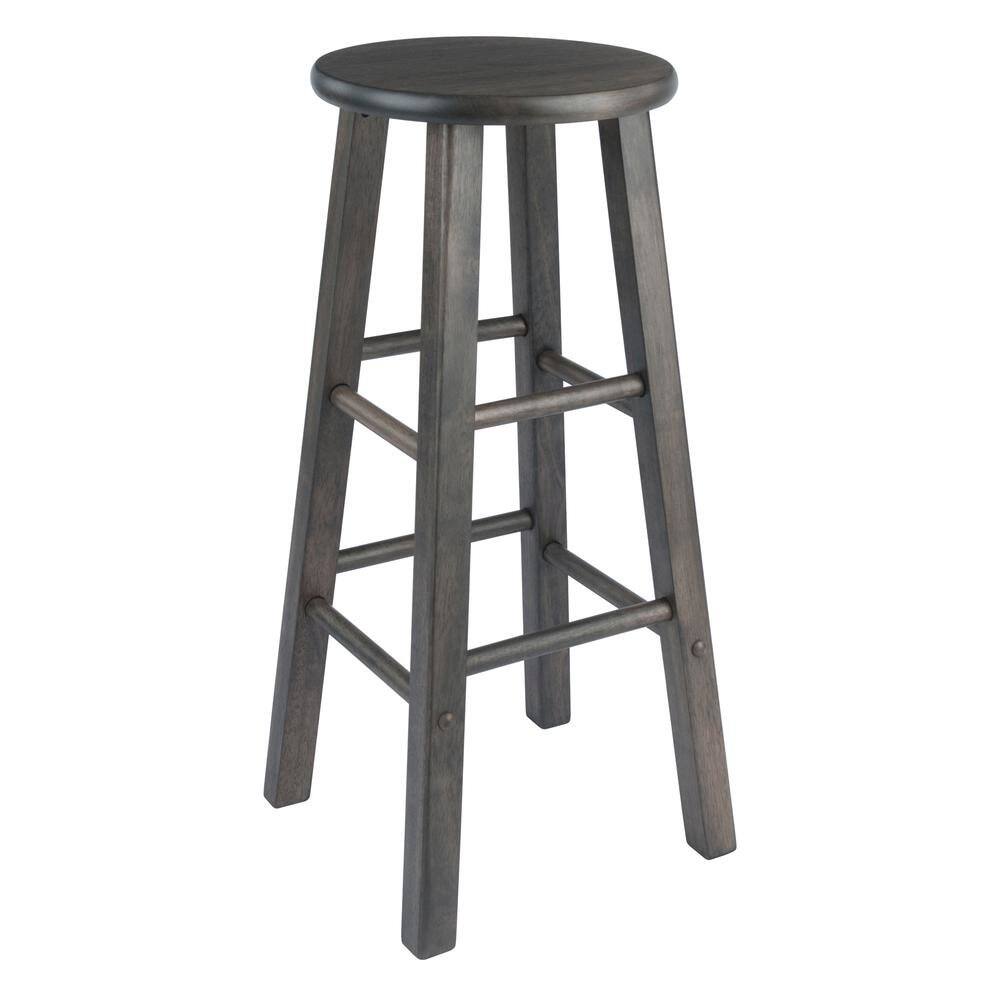 Back. FurniFact - 2-PC Bar Stool Set - Oyster Gray.