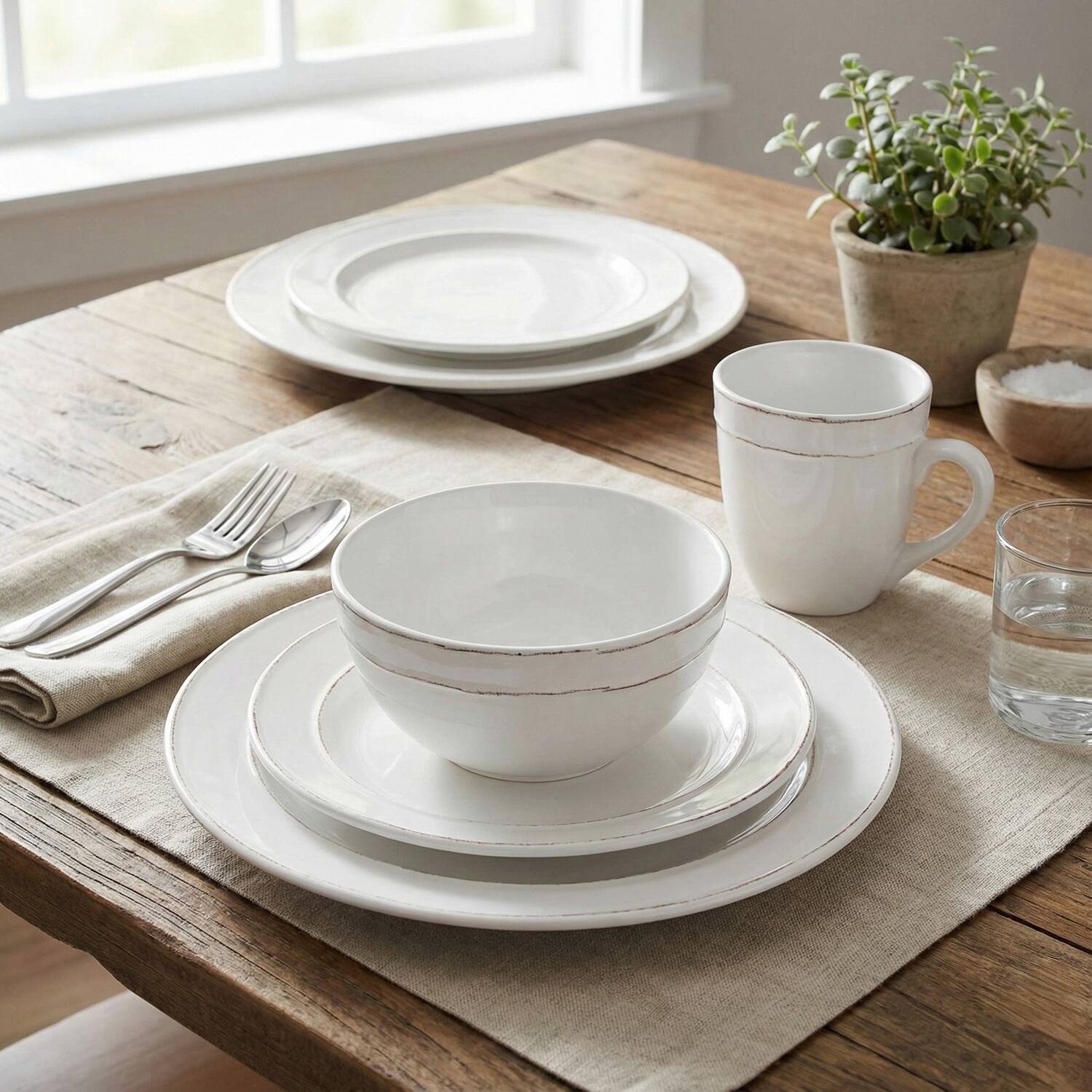 Alt View 1. American Atelier - Olivia White 16-Piece Dinner Set - White.