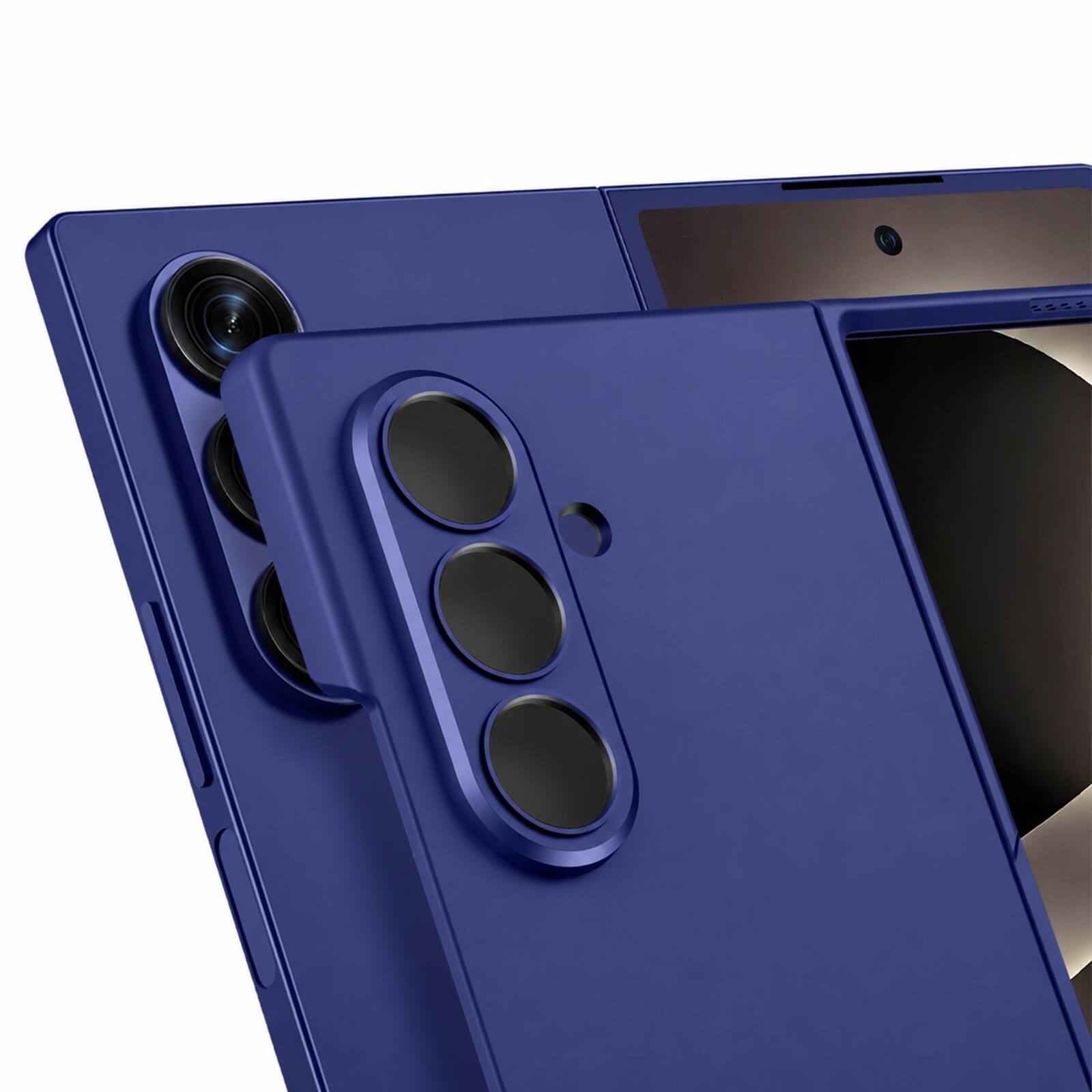 Back. Dteck - Shockproof Hinge Protection Cover for Samsung Galaxy Z Fold 8 Ultra, Shockproof Hard PC Case - Darkblue.
