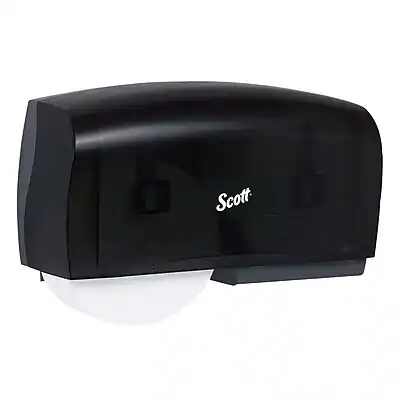 Front. Scott - Essential 2-Roll Coreless Jumbo Bath Tissue Dispenser - Black.