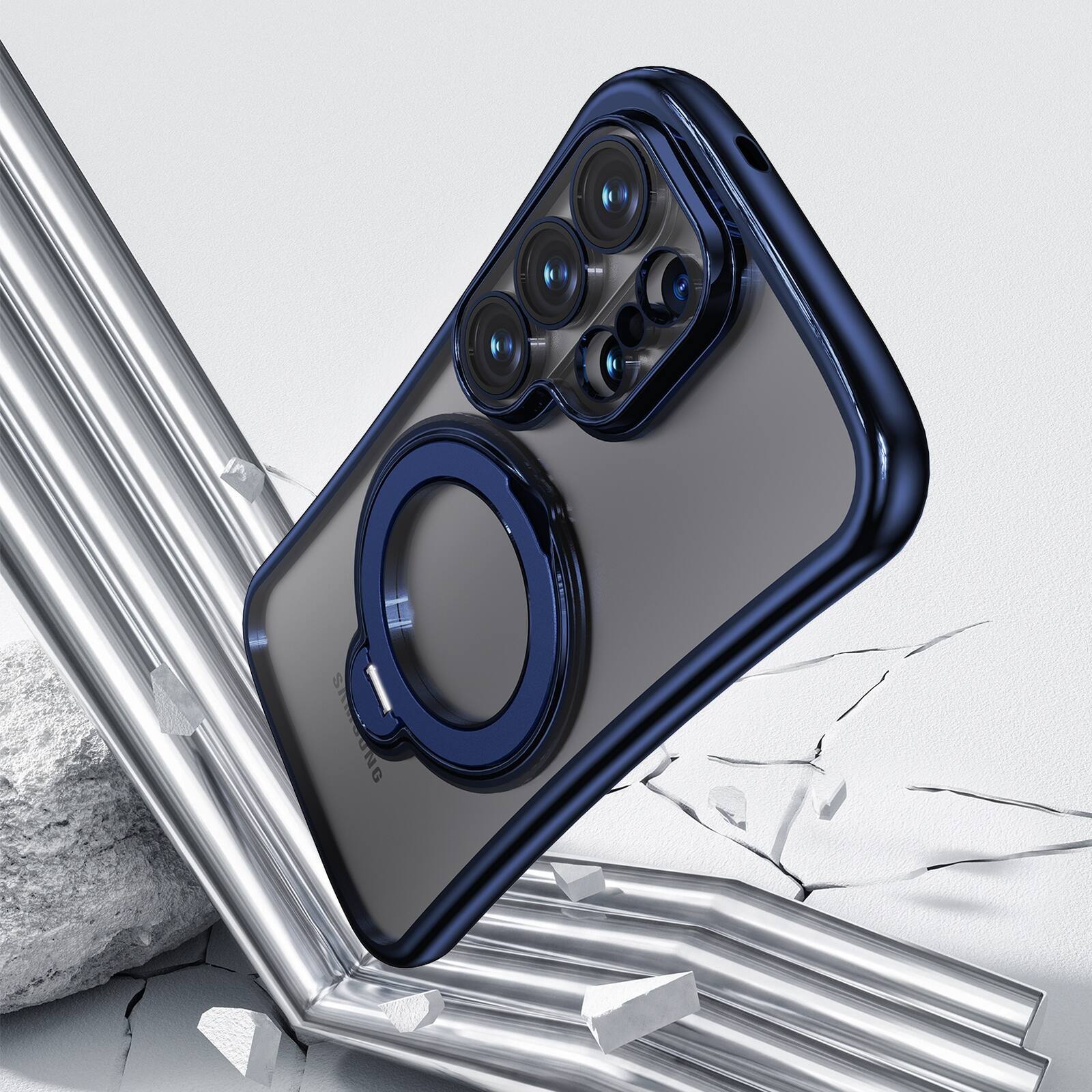 Alt View 2. UUCOVER - Magnetic Clear Case for Samsung Galaxy S26 Ultra Shockproof TPU Ring Stand Camera Lens Protector Cover + Shoulder Strap - Blue.