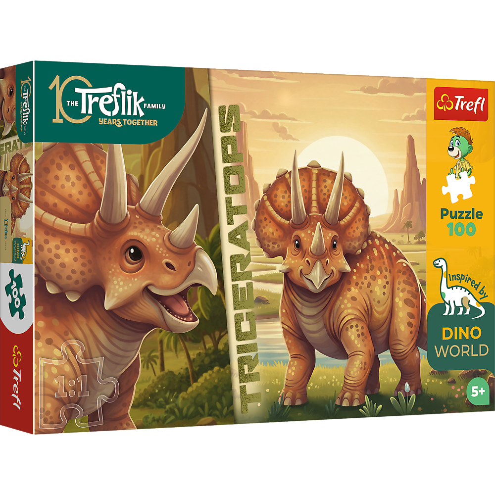 Trefl - Kids Treflik Family - Inspired By Nature Triceratops 100 Piece Puzzle - Multicolor