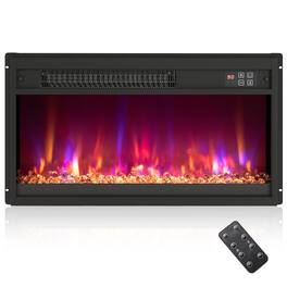 Gymax - 23'' Electric Fireplace Insert Recessed 1500W Fireplace Heater w/ Remote Control - Black
