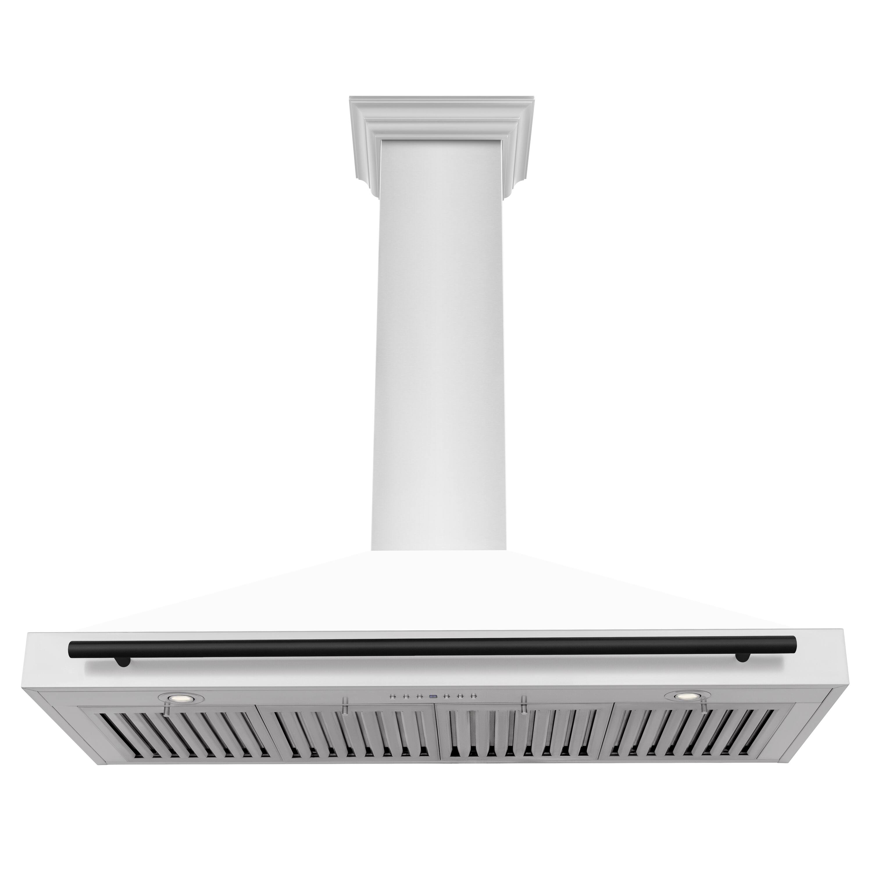 Back. ZLINE - ZLINE 48 in. Autograph Edition Convertible Stainless Steel Range Hood with White Matte Shell and Matte Black Accents - White Matte.