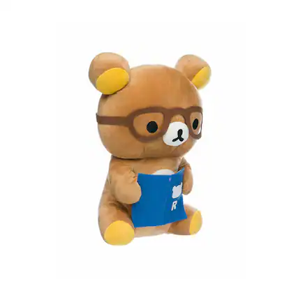 Front. Sumikkogurashi - Nerdy Rilakkuma 15 Inch Plush - Brown.