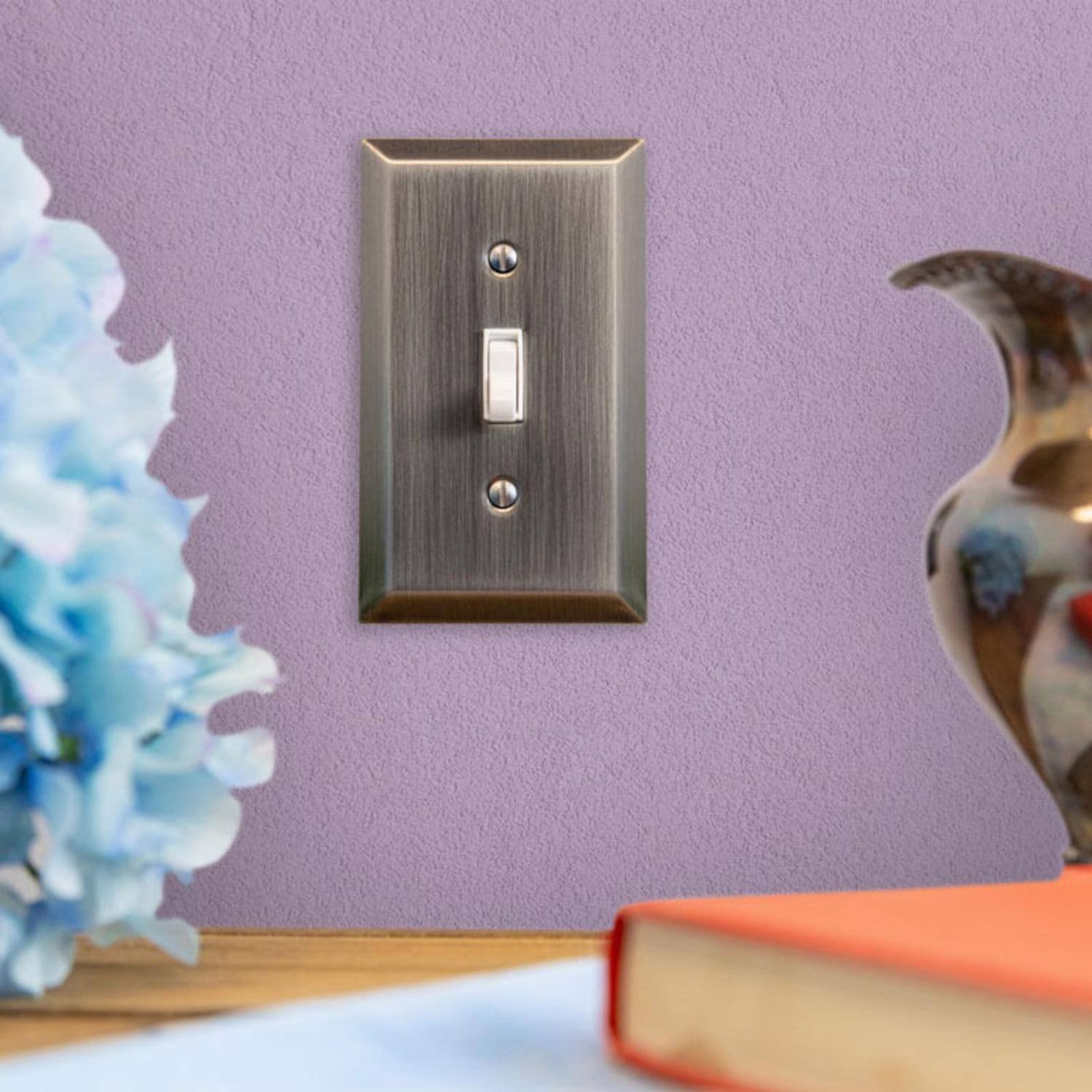 Left. AMERELLE - Amerelle Century Antique Nickel 2 gang Stamped Steel Toggle Wall Plate 1 pk - Nickel.