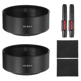 Unique Bargains - 2pcs Lens Hood Shade, 40.5mm Mid-focus Metal Camera Cap Shade with Cleaning Cloth & Pen - Black