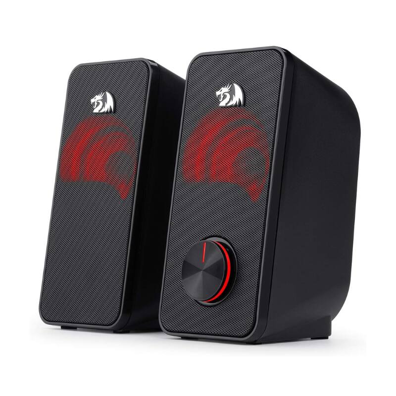 Front. REDRAGON - GS500 PC Gaming Speakers 2.0 Channel Stereo Enhanced Sound - Black.