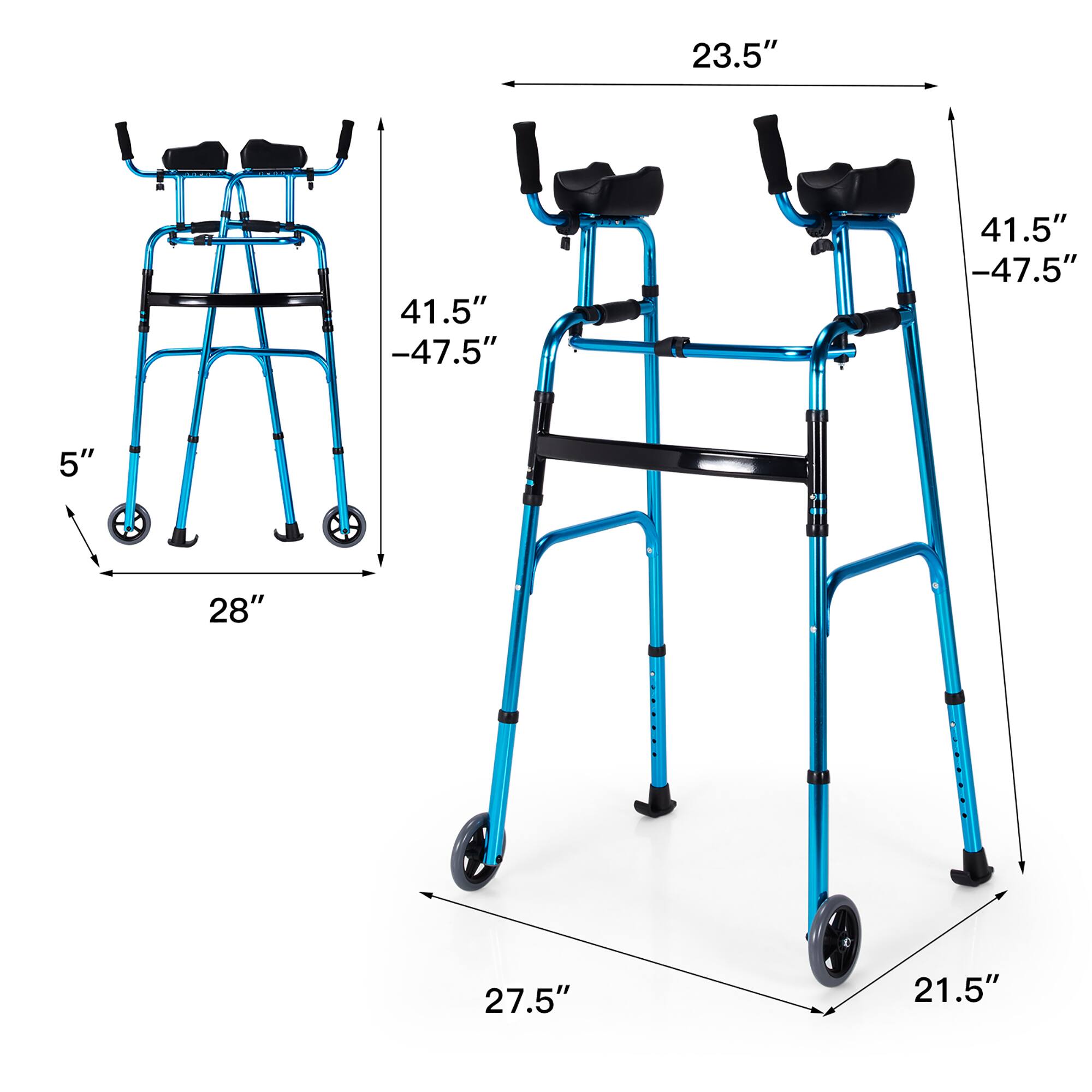 23.5"  
41.5" - 47.5"  
5"  
28"  
27.5"  
21.5"