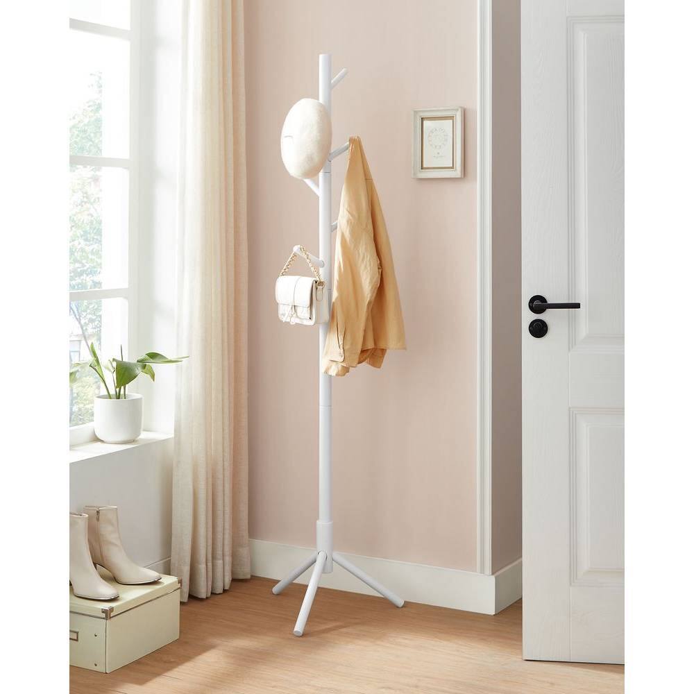 Front. Hivvago - Hivvago Sturdy Solid Wood Coat Rack in White Finish with 8 Hooks - White.