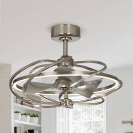 Parrot Uncle - 27" Modern 3-Blade LED Ceiling Fan with Remote Control - Nickel