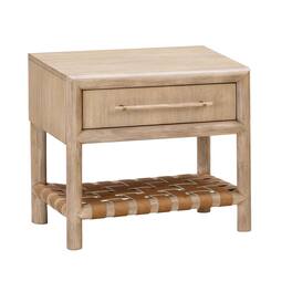 Manhattan Lane - Dory 26 Inch Nightstand, 1 Drawer, Open Shelf, USB Charge Port, Wood - Brown