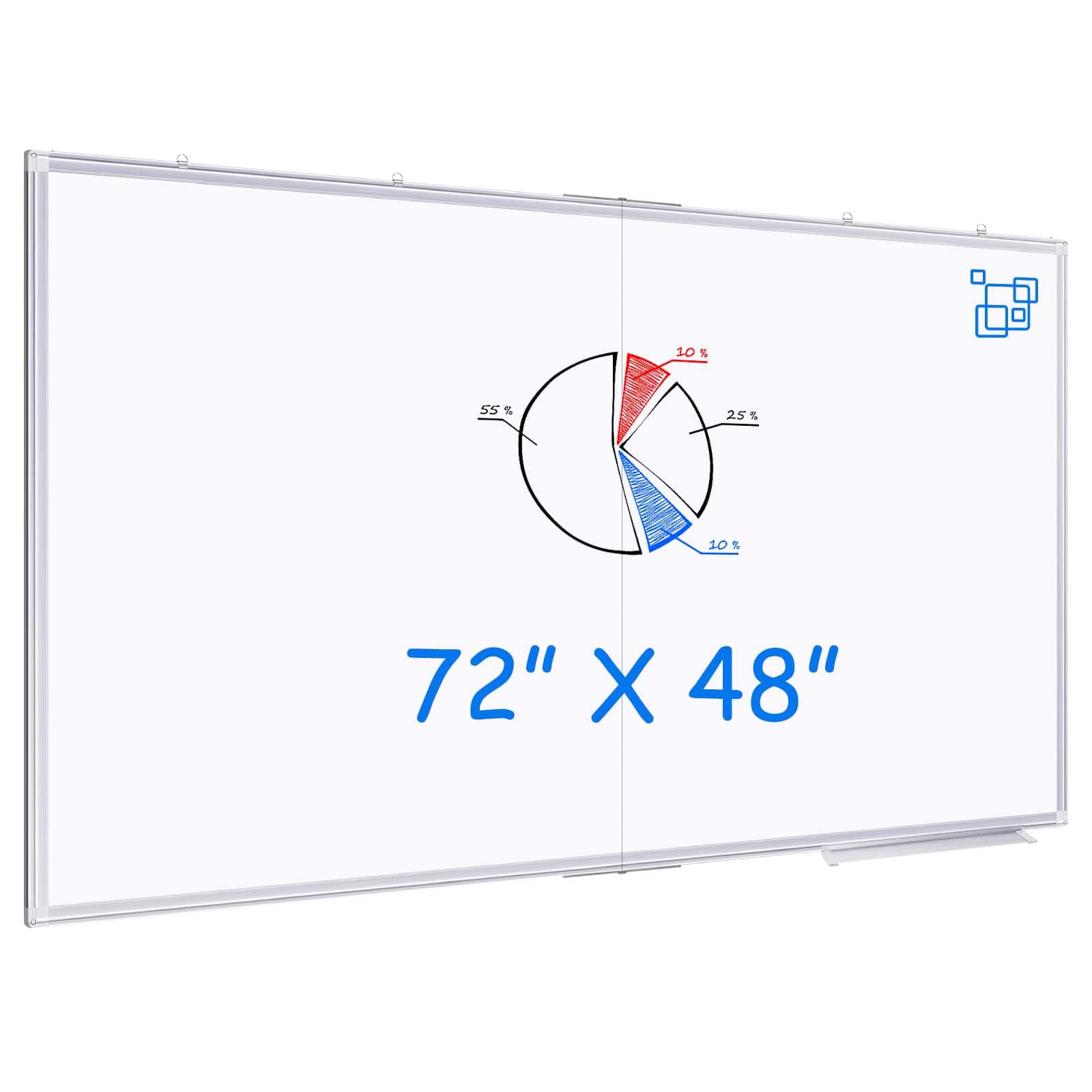 HOMLUX - Bulletin Boards Dry Erase Board,72" x 48" Wall-Mounted Aluminum Frame Marker Board, Foldable Portable Whiteboard - White