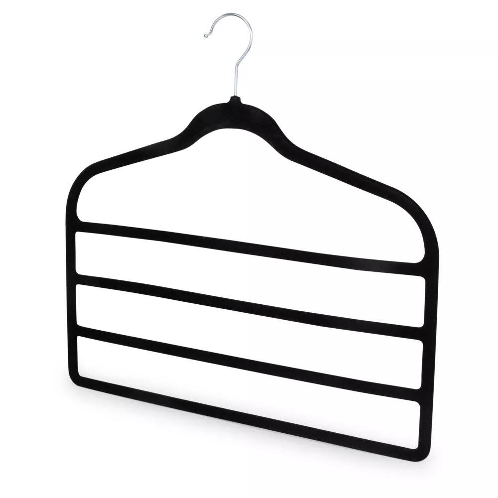 Alt View 2. Elle Decor - 4‑Tier Non‑Slip Velvet Pant Hangers, Set of 3 Closet Organizers in Gray - Gray.