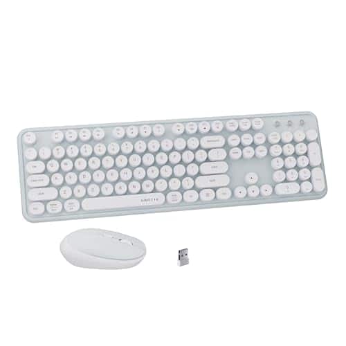 PARKER SLATER - X Ubotie Colorful Wireless And Mouse Combo Full-sized Office With Typewriter Flexible Keys 2.4ghz Dropout-free Connecti - Green White