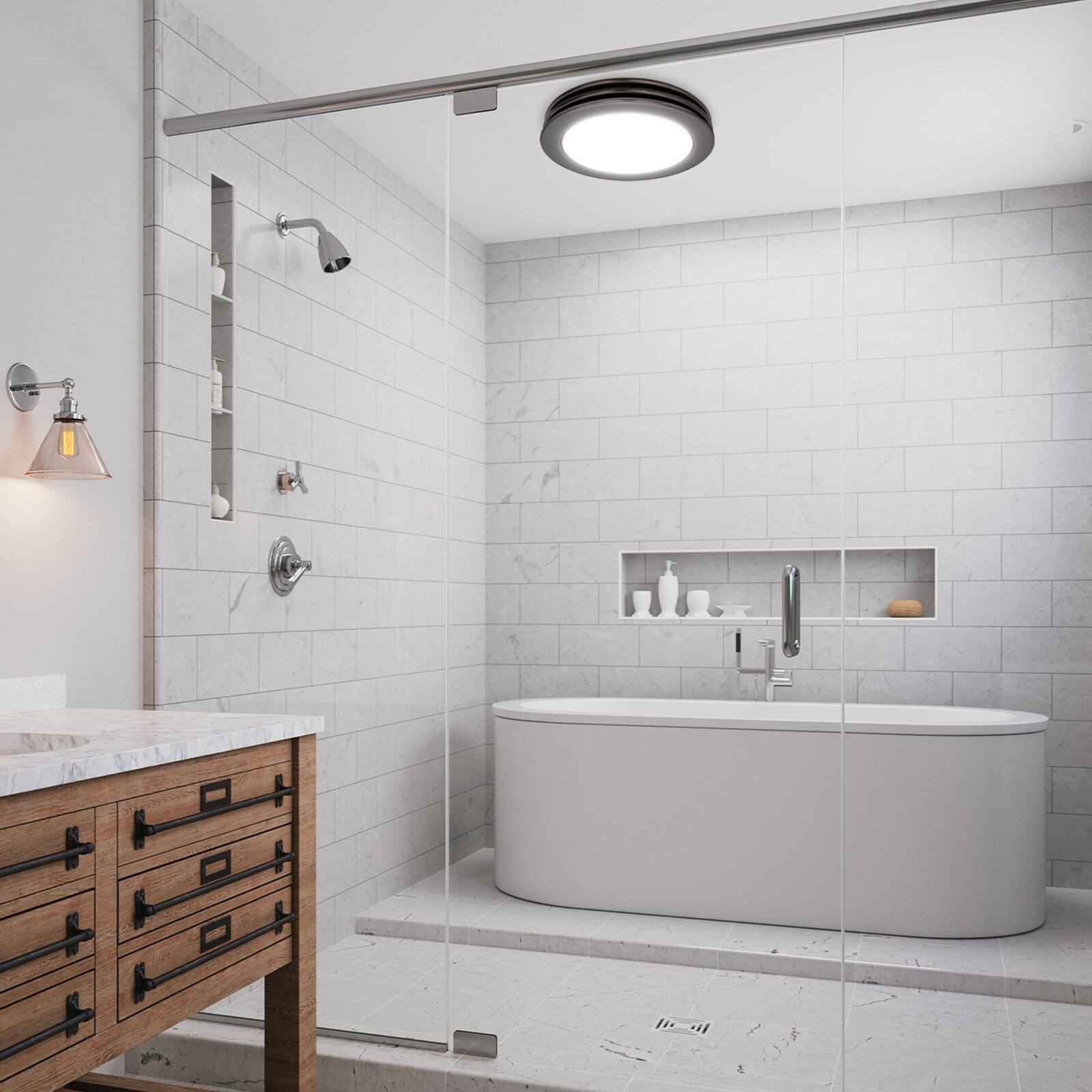 Alt View 7. Akicon - Bathroom Exhaust Fan Light, 80 CFM 2 Sones, 15 Watt Dimmable 3000K/4000K/5500K 3CCT LED Light Oil Rubbed Bronze - Oil Rubbed Bronze.