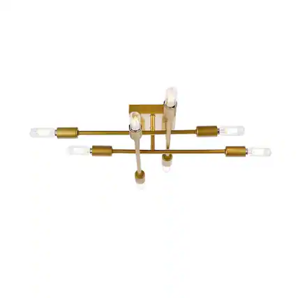 Front. Living District - Script 8 lights brass flush mount - Brass.