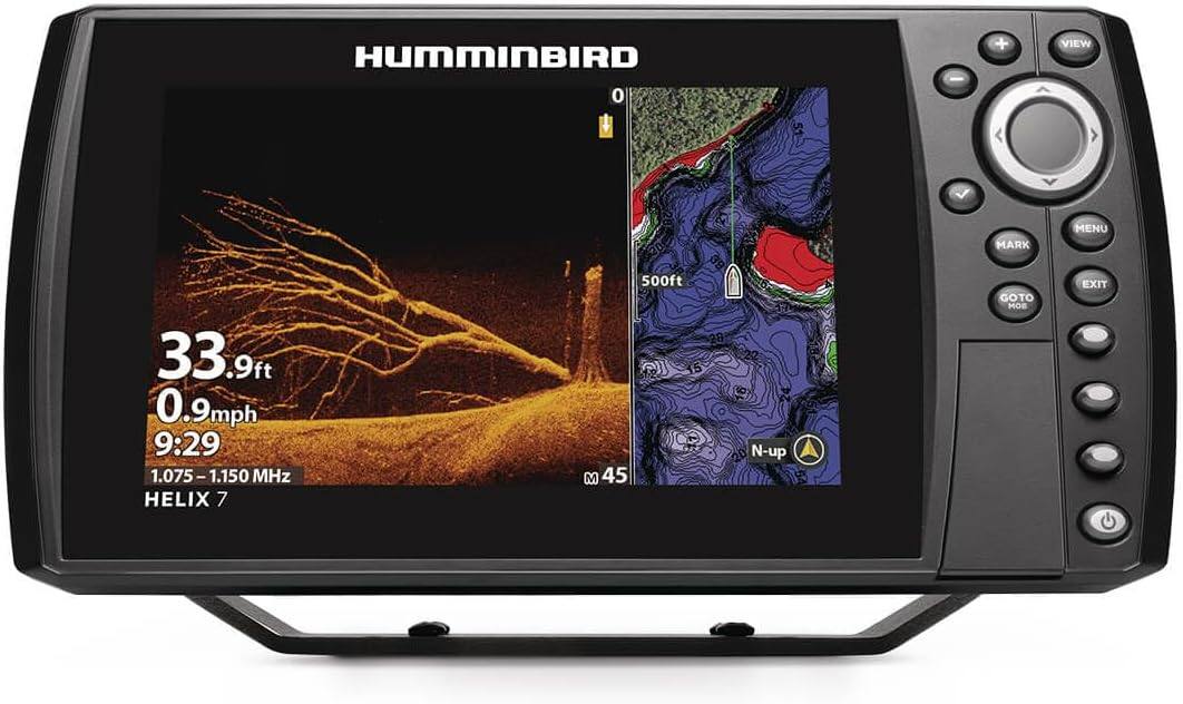 HUMMINBIRD

33.9 ft  
0.9 mph  
9:29  
1.075 - 1.150 MHz  
HELIX 7  
500ft  
M 45  
N-up  

VIEW  
MARK  
MENU  
GOTO MOB  
EXIT