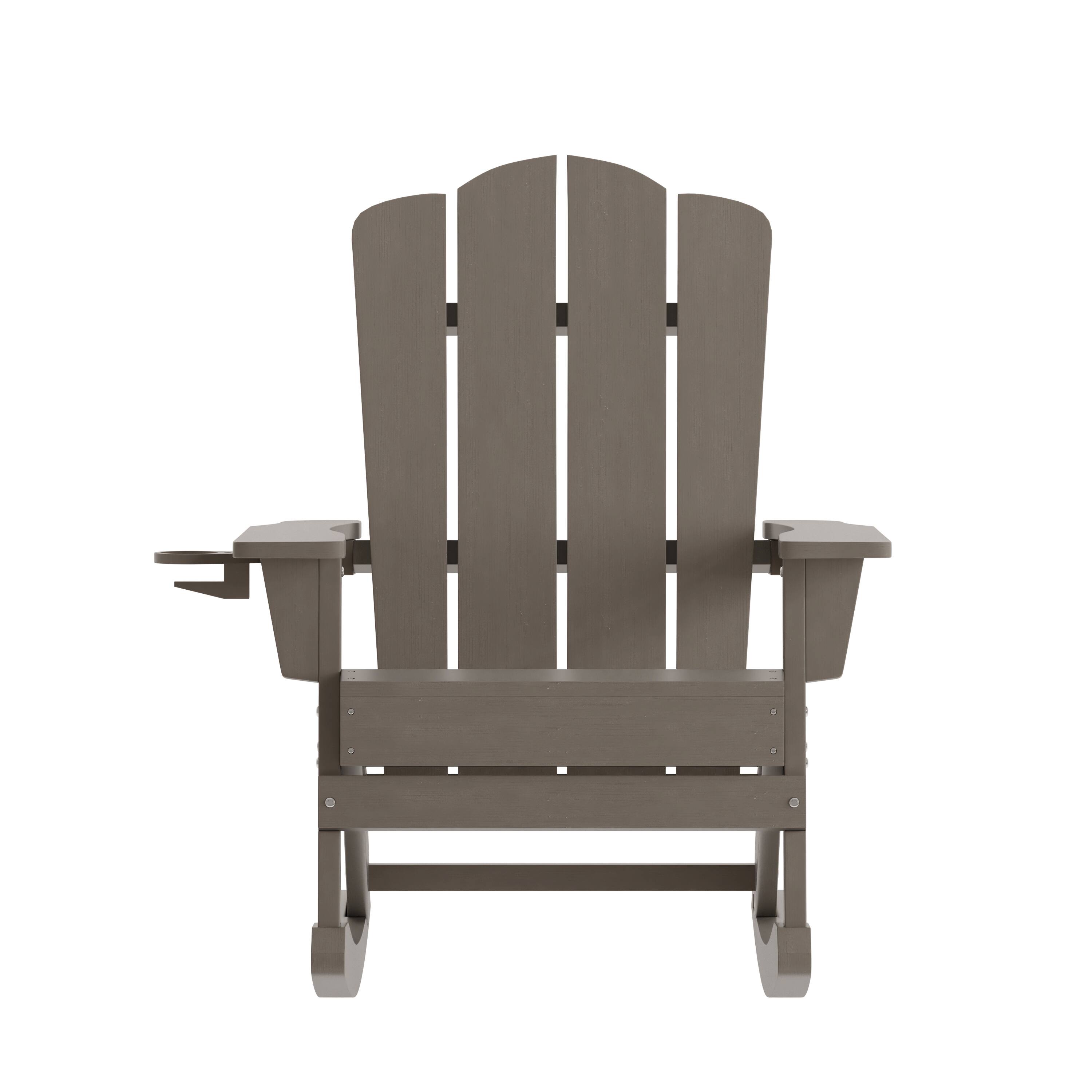 Alt View 8. Emma + Oliver - Tiverton Adirondack Rocking Chair with Cup Holder, Weather Resistant HDPE Adirondack Rocking Chair - Brown.