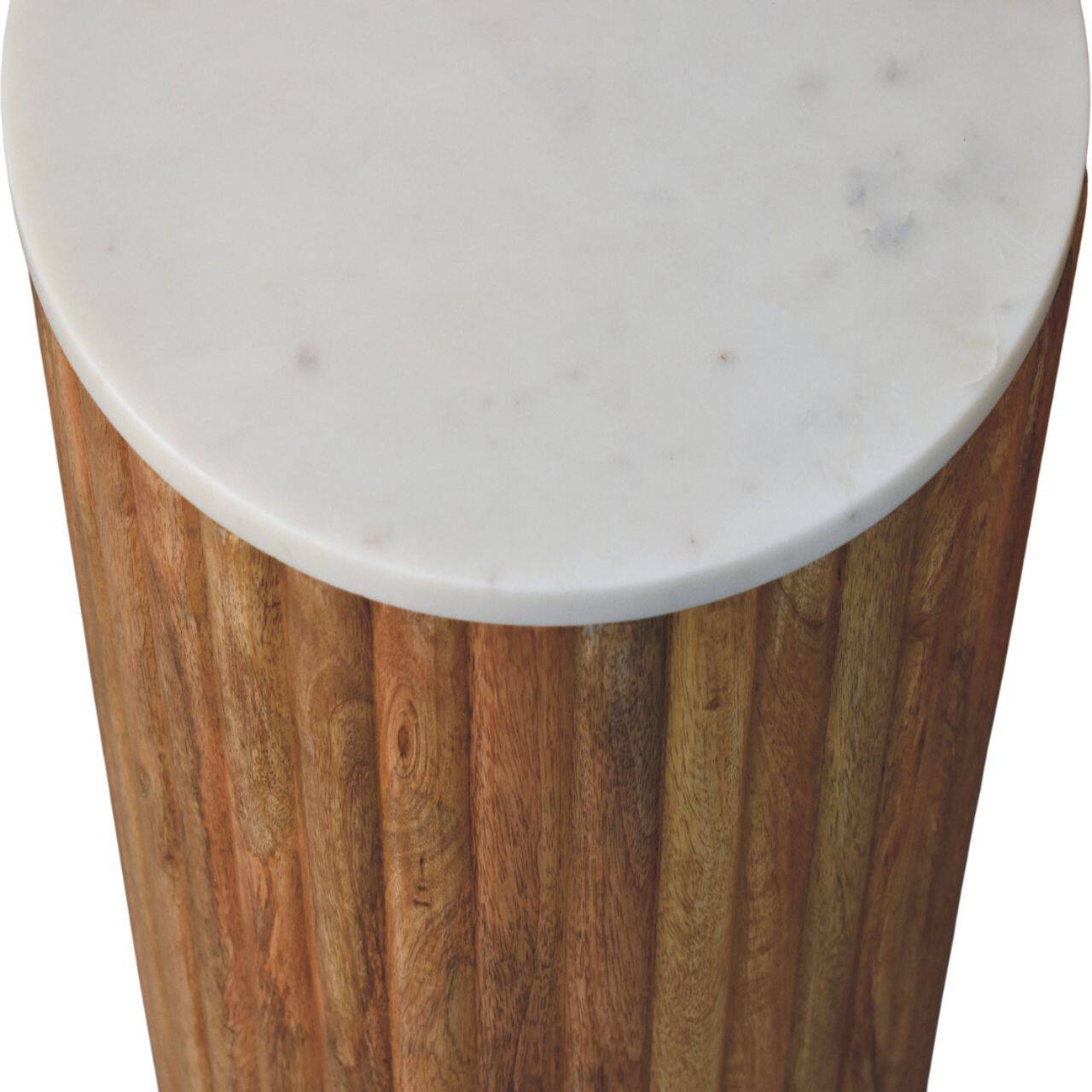 Alt View 1. Artisan Furniture - Artisan Furniture Solid WoodFluted Marble Side Table - Brown.