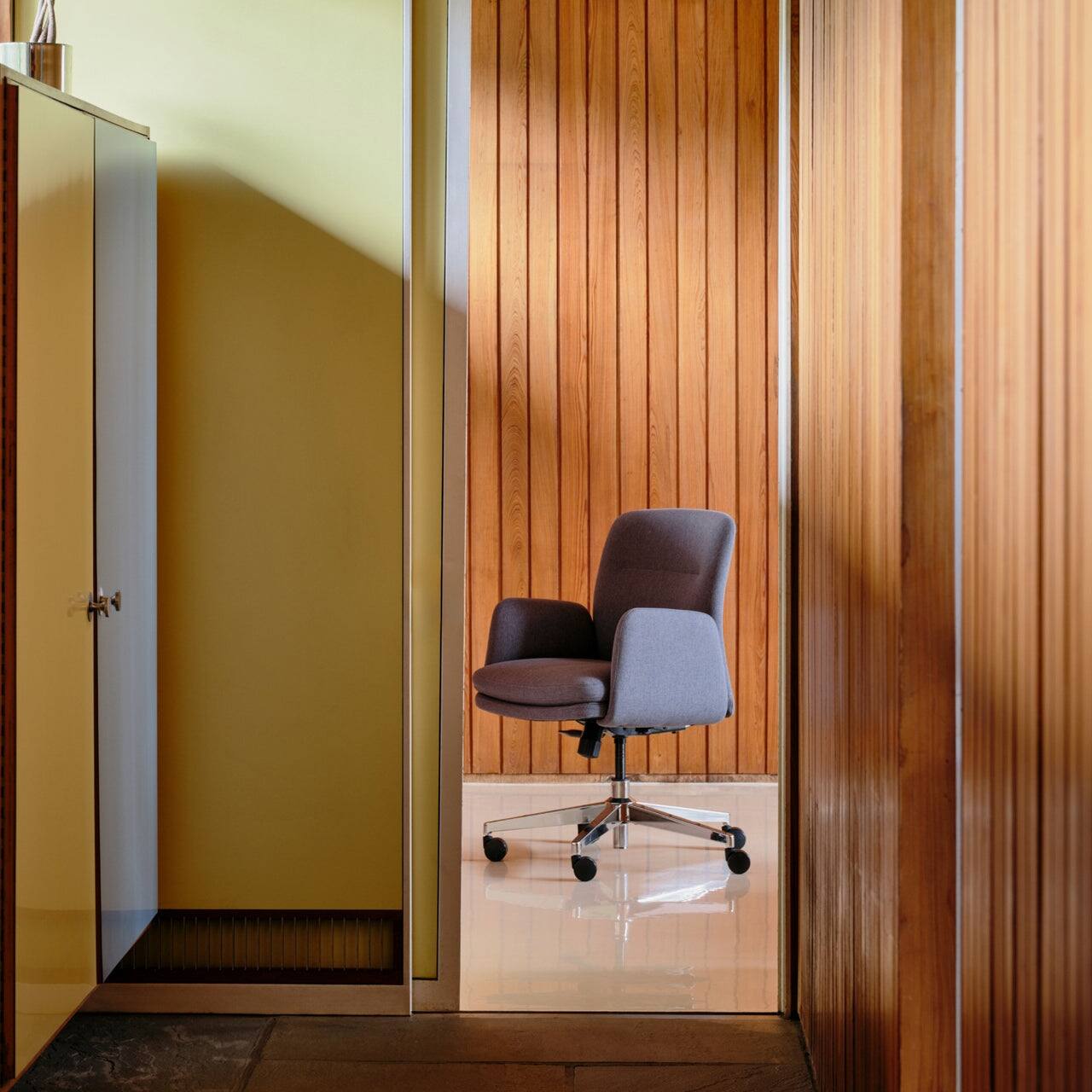 Back. Branch Furniture - Branch Softside Mid-Century Modern Mid Back Office Chair – Removable Arms, Adjustable Height, Cloud-Like Comfort - Overcast.