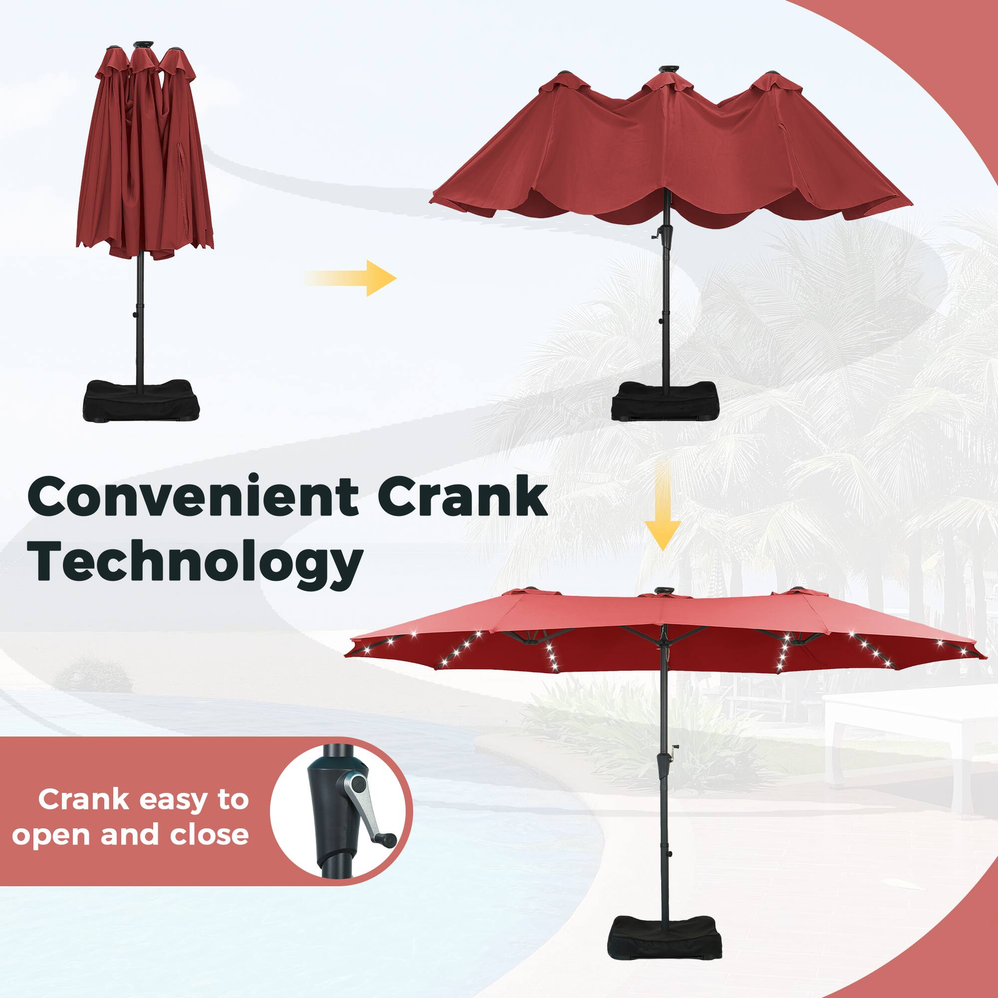 Convenient Crank Technology  
Crank easy to open and close