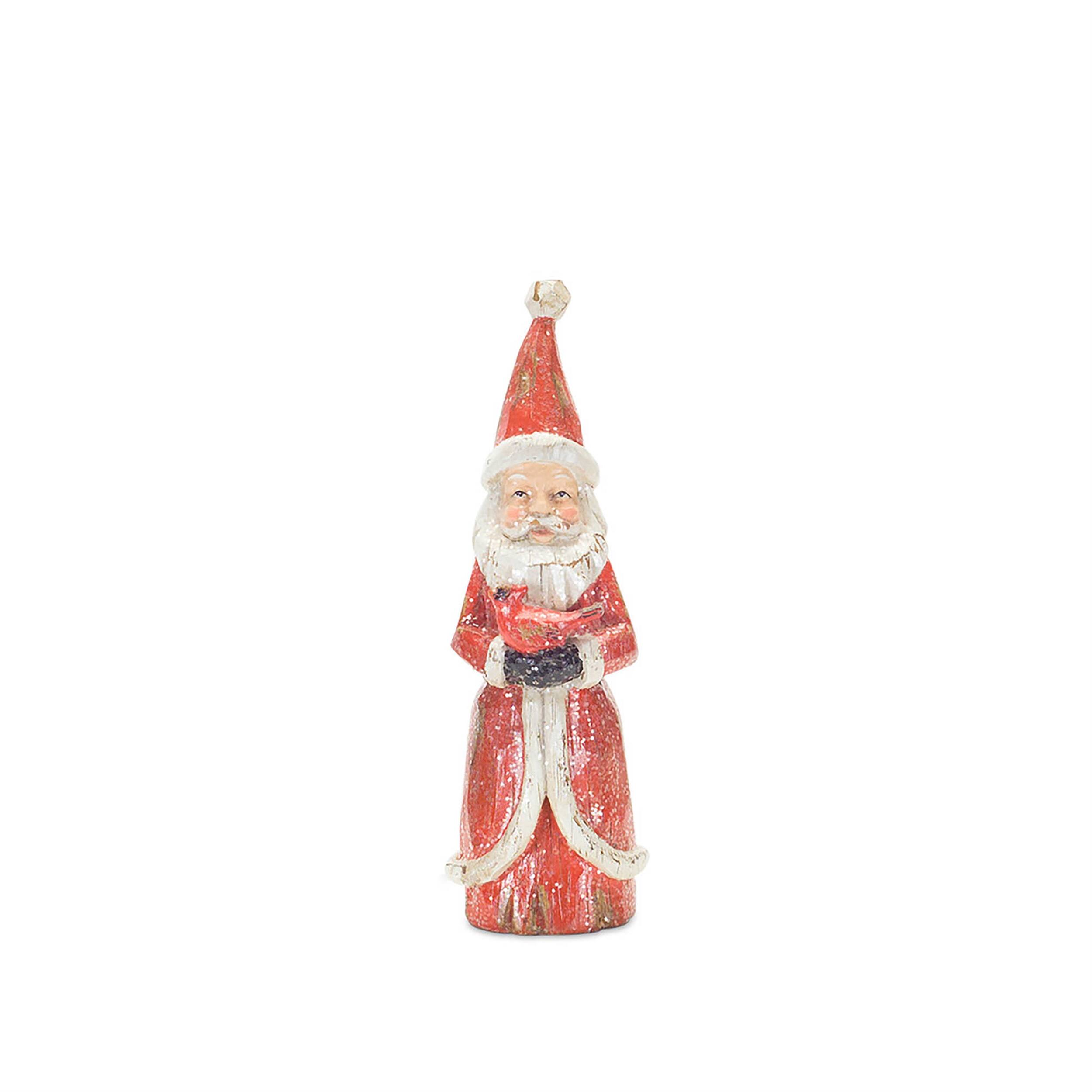 Alt View 2. BreeBe - Distressed Wood Design Santa Figruine (Set of 3) - Red, White.