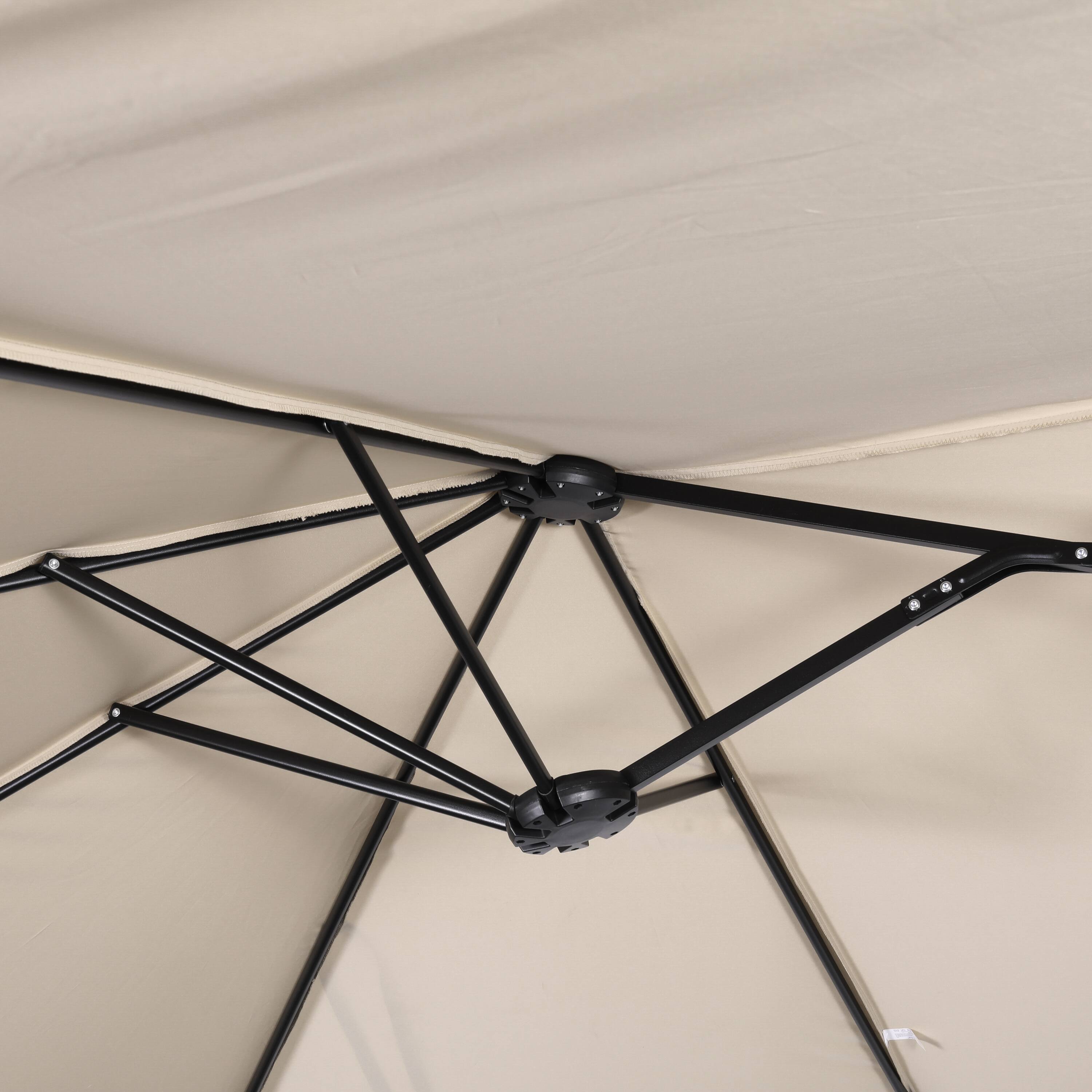 Alt View 7. Emma + Oliver - Ewing 15 FT Weather and Water-Resistant Triple Head Patio Umbrella with Crank Handle and Easy Tilt - Tan.
