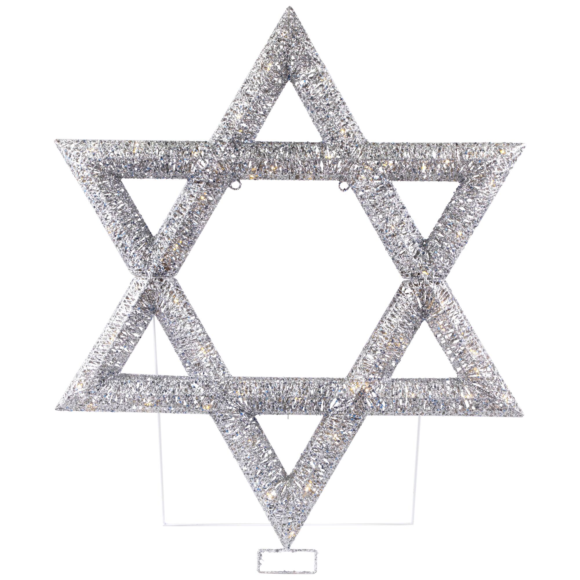 Alt View 1. Northlight - LED Lighted Sequined Star of David Hanukkah Outdoor Decoration - 36" - Silver.