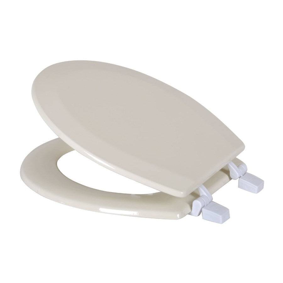 Front. J&V TEXTILES - Round Wooden Toilet Seat With Beveled Edge - Beige.