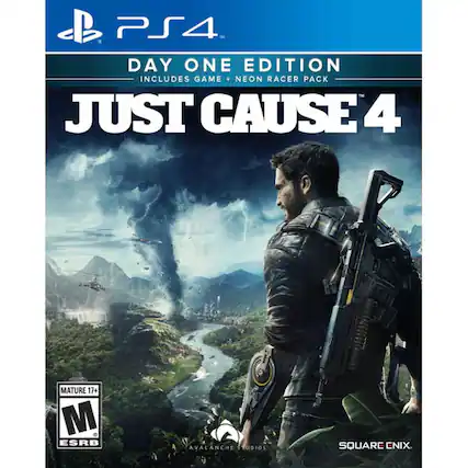 PS4 DAY ONE EDITION
INCLUDES GAME + NEON RACER PACK
JUST CAUSE 4
MATURE 17+
ESRB
AVALANCHE STUDIOS
SQUARE ENIX - M (Mature 17+)