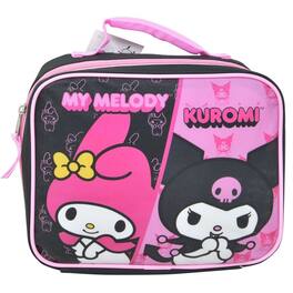 Hello Kitty - My Melody Kuromi Lunch Bag Insulated Sanrio Pink and Black Kids Rectangle Lunch Bag Design with Handle - Assorted Pre-Pack